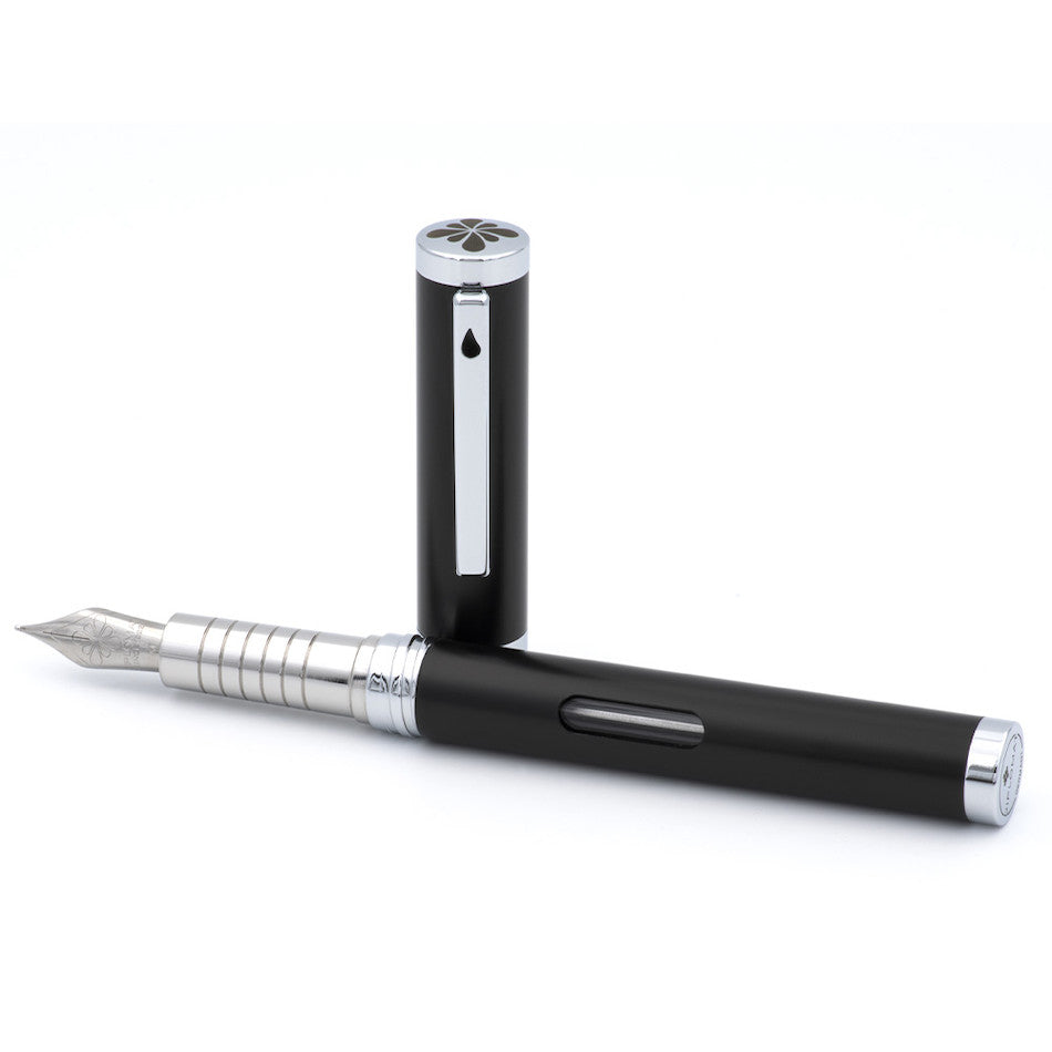 Diplomat Nexus Fountain Pen - Premium Black with Chrome Trim - Luxury Writing Instrument for Professionals & Gift Giving