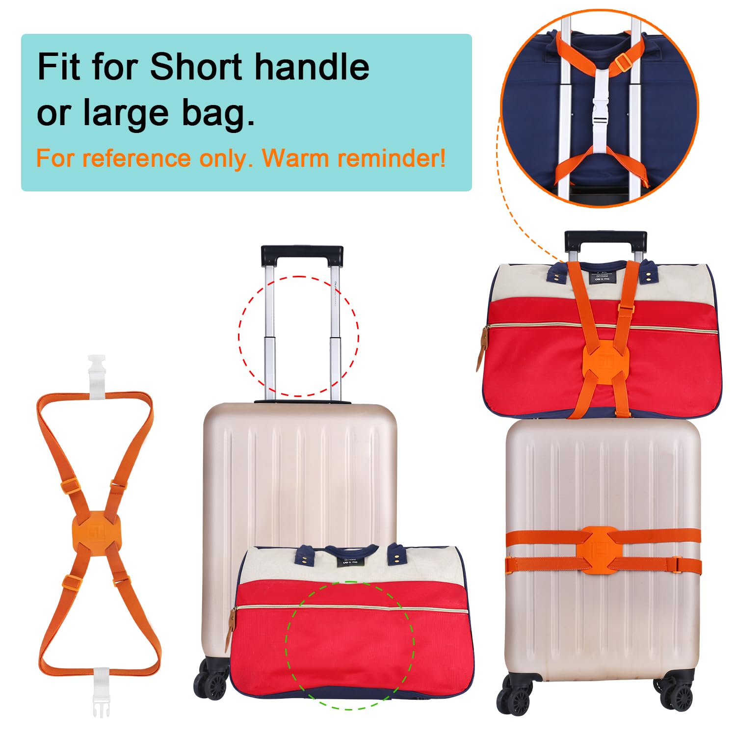 Travel Luggage Straps & Bungee Cords - Adjustable Suitcase Elastic Strap Belt for Secure Bag Attachment (Black) | Perfect for Airplane Carry-Ons, Train Travel & Road Trips