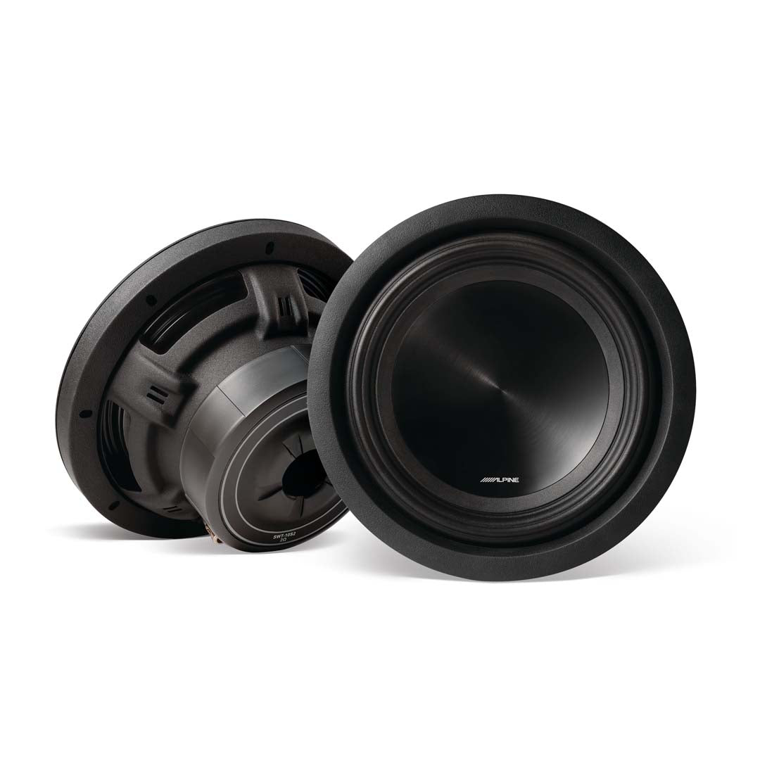 Alpine SWT-10S2 10-Inch Shallow Mount Subwoofer - 2 Ohm Voice Coil, 1000W Peak Power, High-Performance Bass for Cars & Trucks - Perfect for Compact Spaces & Custom Audio Systems