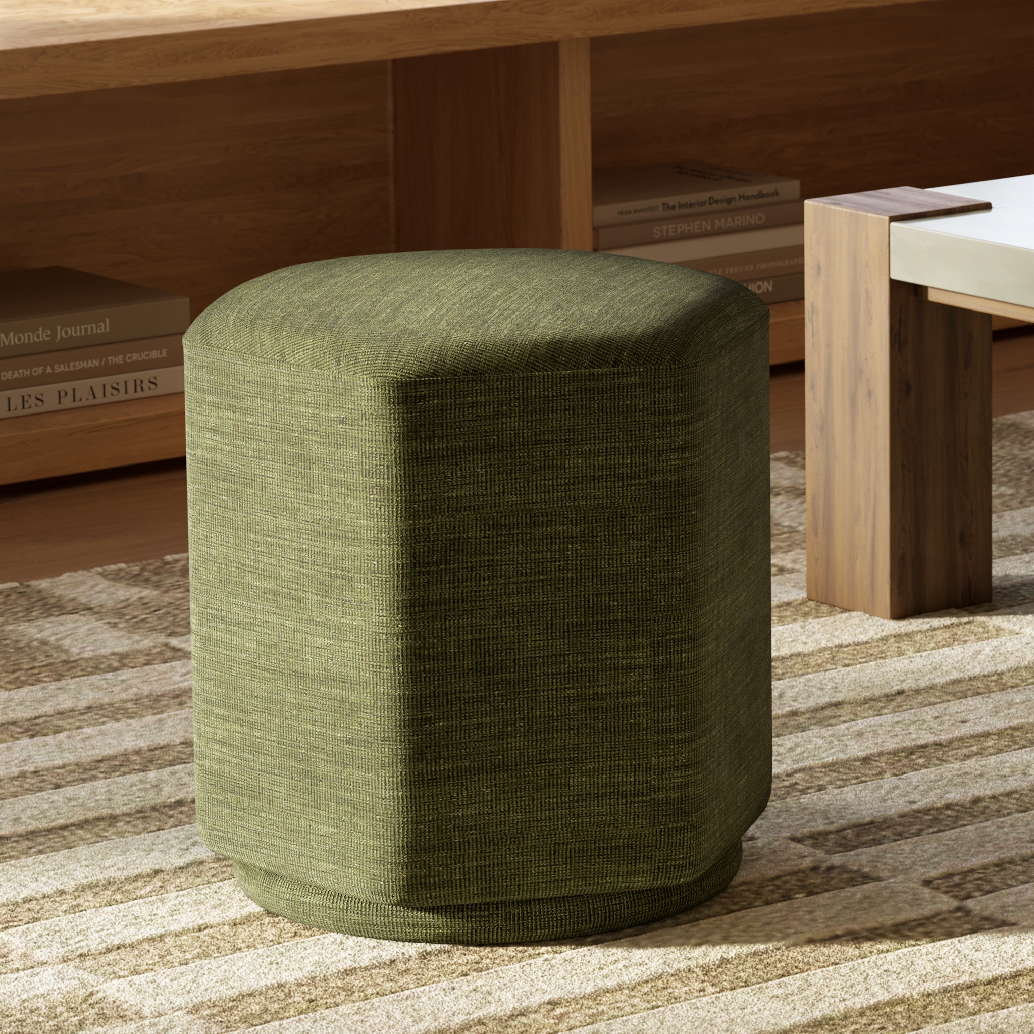 Hexagon Ottoman Storage Cube - Modern Geometric Footrest Pouf with Removable Cover for Living Room, Bedroom, Nursery | Multi-Functional Seat & Stylish Home Decor
