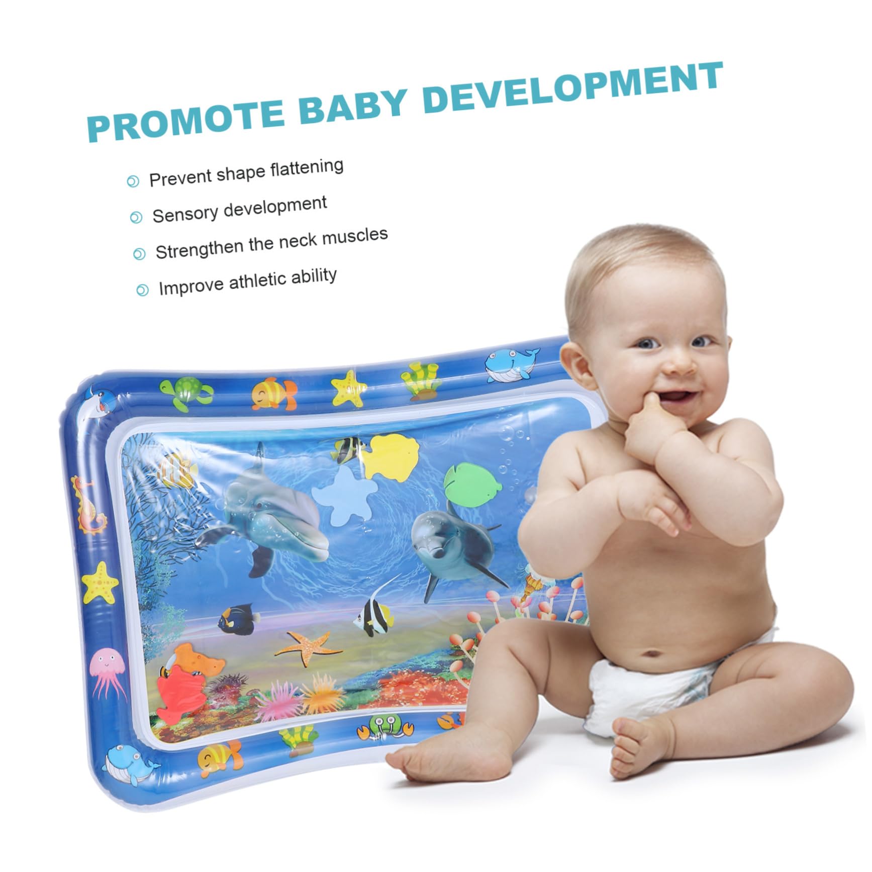 ULDIGI Inflatable Water Play Mat for Babies - Blue Plastic Water Cushion Pad, Outdoor & Indoor Toddler Activity Mat - Perfect for Pool, Beach, Backyard, and Playroom Fun