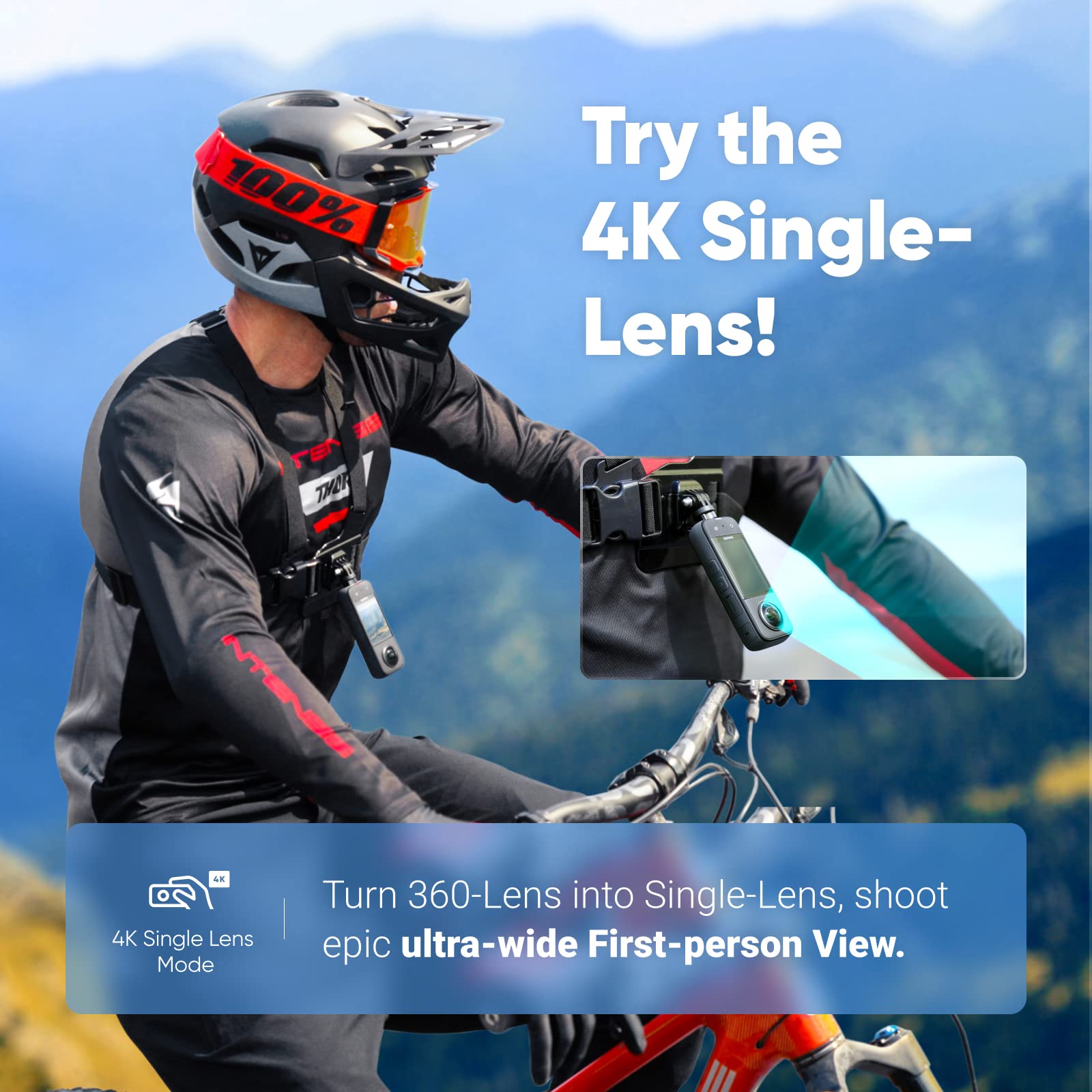 Insta360 X3 Waterproof 360 Action Camera - 5.7K HDR Video, 72MP Photos, 4K Single-Lens Mode, 60fps Me Mode, Stabilization, 2.29