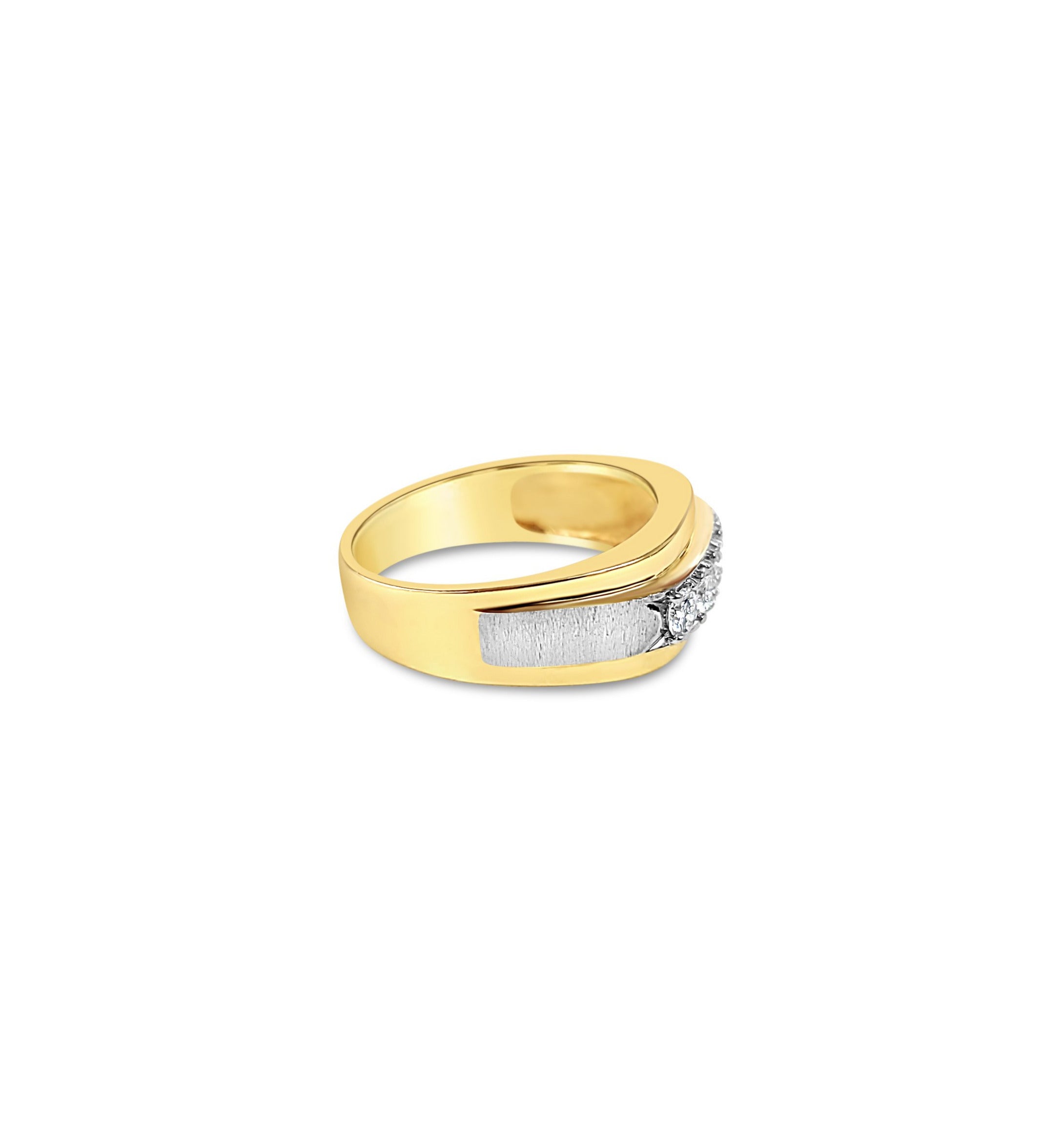 14K Two-Tone Gold Diamond Band Ring with Brushed Satin Finish, 0.75cttw - Perfect for Weddings, Anniversaries & Everyday Elegance