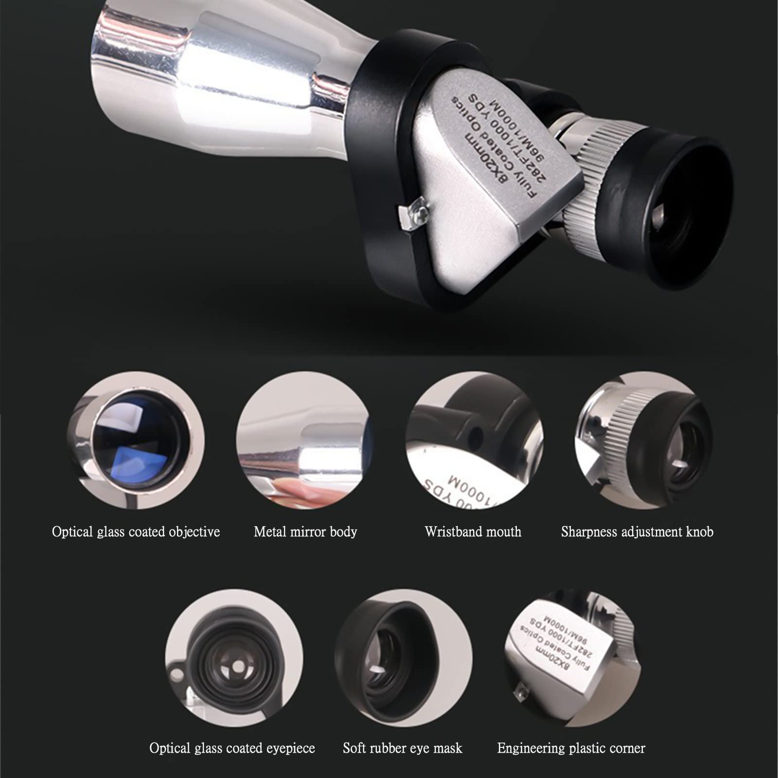 8x20 Monocular Telescope - Compact & Powerful Spotting Scope for Bird Watching, Hunting, Hiking, and Outdoor Adventures | Night Vision, Travel Essential, Survival Gear for Men | Perfect for Wildlife Observation, Camping, and Sports Events