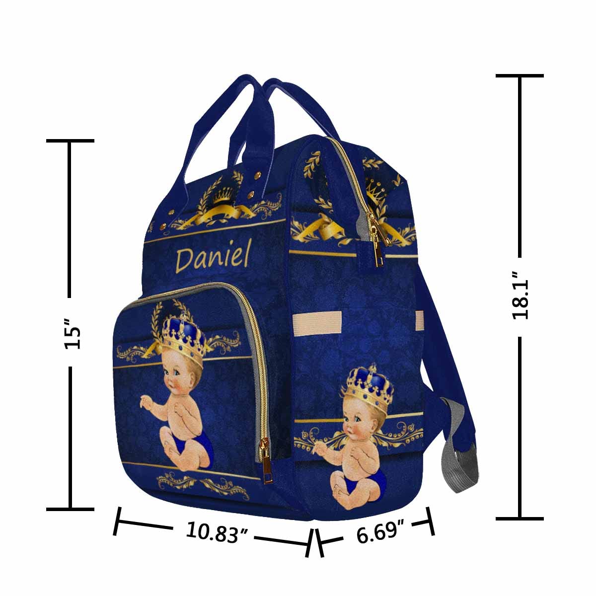 Custom Personalized Diaper Backpack for Women & Men - Princess Design Nursing Bag with Text, Fashion Shoulder Bag for Travel, Daycare & Casual Use | Perfect for Moms, Dads & Baby Essentials On-The-Go