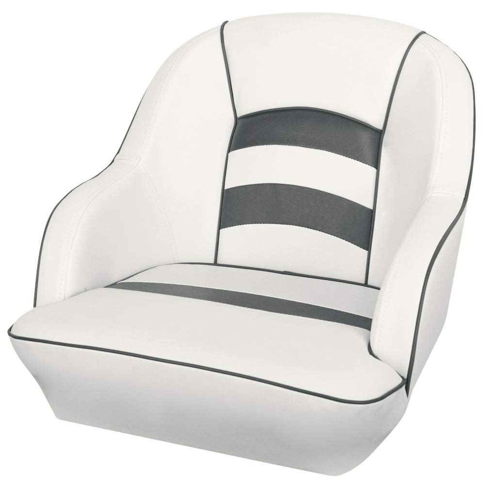 MSC Bucket Pontoon Boat Seat - White & Gray - Comfortable & Durable for Fishing, Relaxing & Cruising on Water