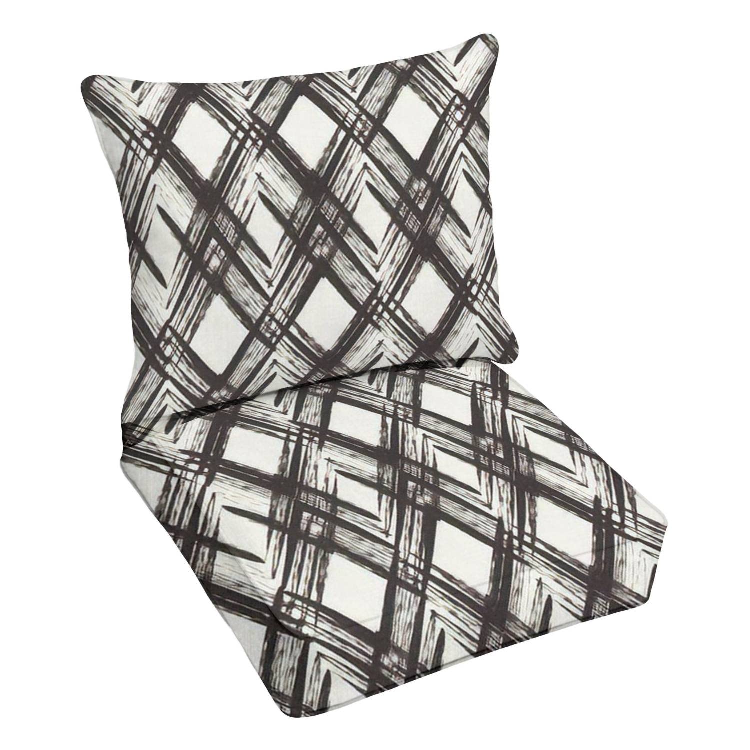 Premium Outdoor Deep Seating Cushion Set - Waterproof Rhombus Abstract Tribal Pattern Replacement Cushions for Patio Furniture, Lounge Chairs & Conversation Sets - Perfect for Backyard, Poolside & Garden Relaxation