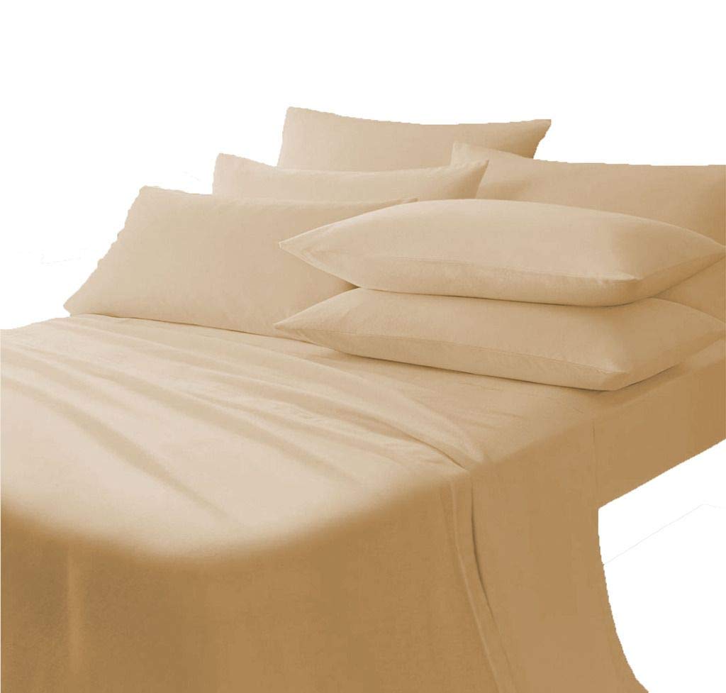 800 Thread Count 100% Egyptian Cotton Queen Size Sheet Set - 6 Piece Deep Pocket Bed Sheets in Solid Beige | Luxury Soft Bedding for Hotels, Guest Rooms & Master Bedrooms