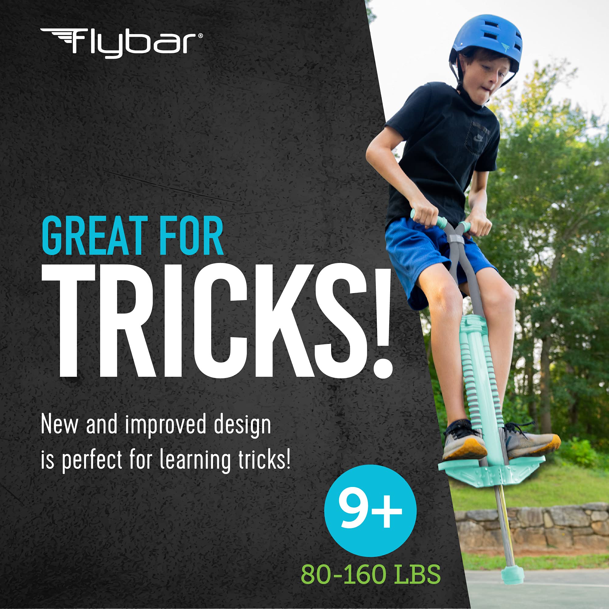 Flybar Master Pogo Stick for Kids & Teens - Adjustable 80-160 lbs Weight Limit with Easy-Grip Handles & Anti-Slip Pegs | Perfect Outdoor Toy for Boys & Girls Ages 9+ | Great for Backyard Play, Exercise & Birthday Gifts