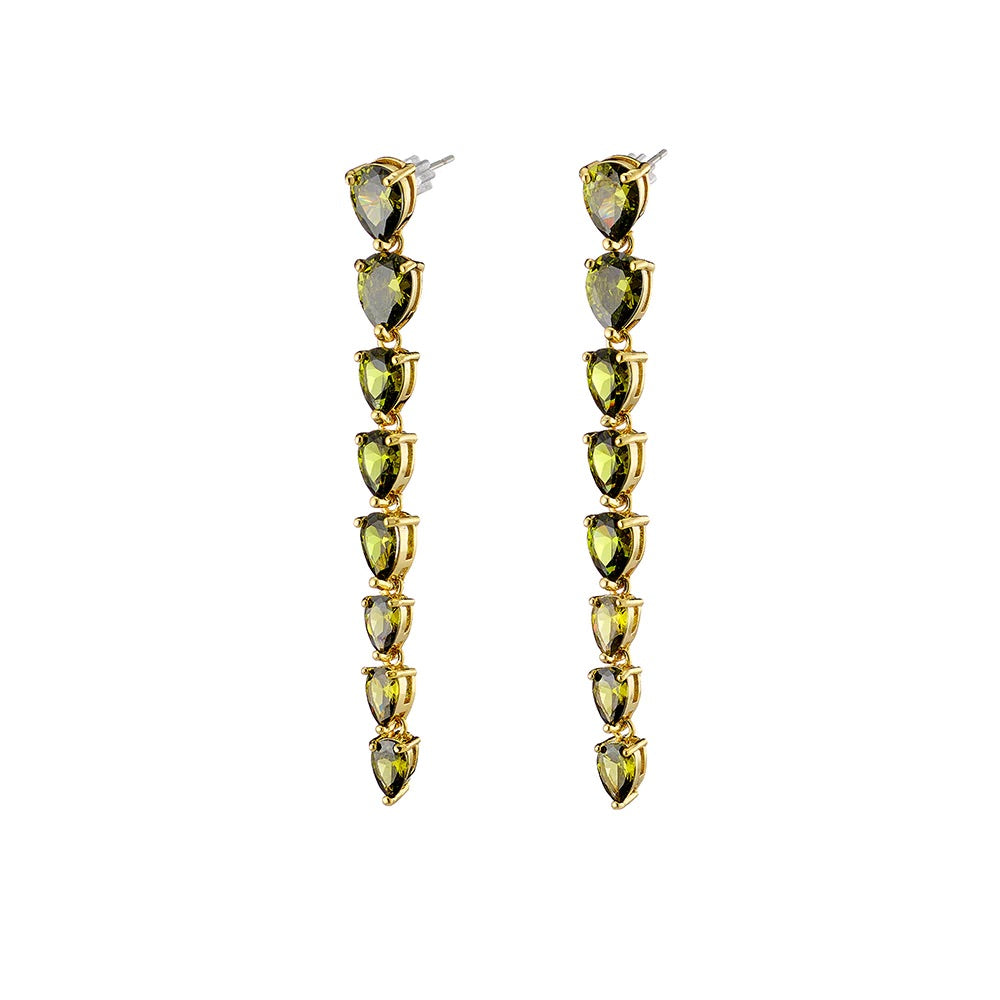 Elegant Olive Green Zirconia Drop Earrings for Women - Dainty & Stylish Jewelry for Parties, Weddings & Everyday Wear