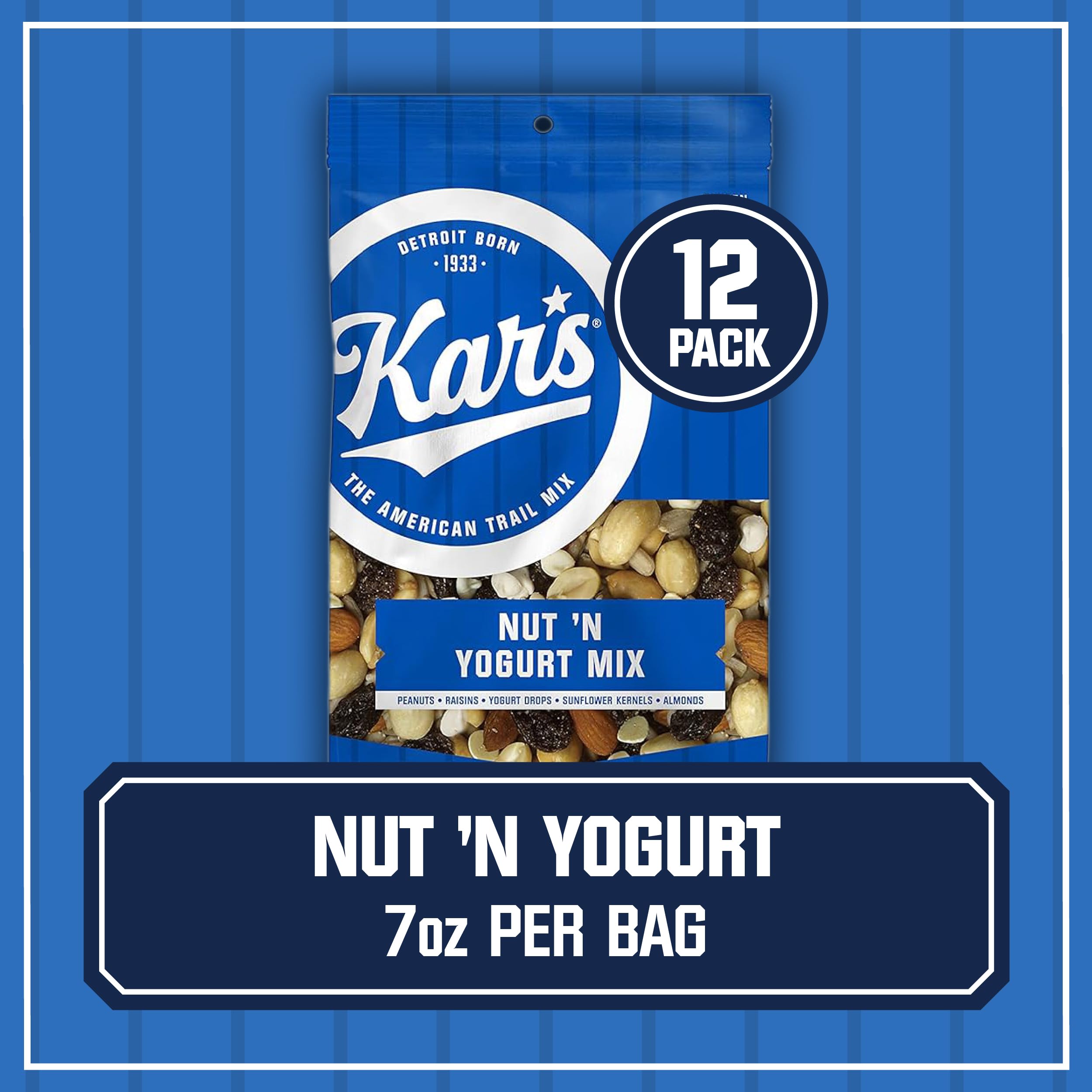 Kar's Nut 'N Yogurt Trail Mix - 7 oz Gluten-Free Snack Pack (12 Count) | Healthy On-The-Go Snacks for Hiking, Office & School Lunch