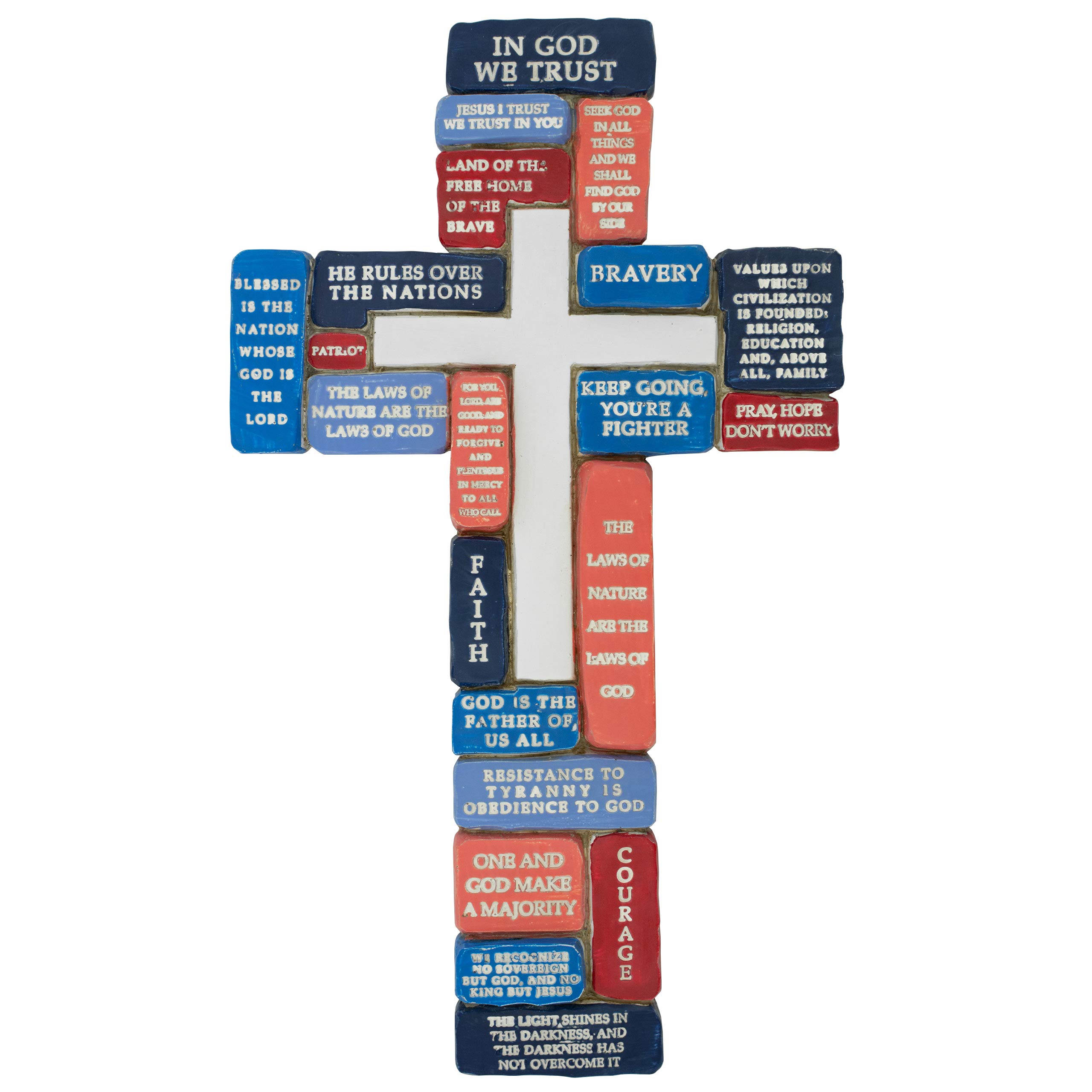 Patriotic Wall Cross Decor - Red, White & Blue American Christian Gift with 'In God We Trust' & 'Thank You for Your Service' - Perfect for Home, Church & Military Appreciation Gifts