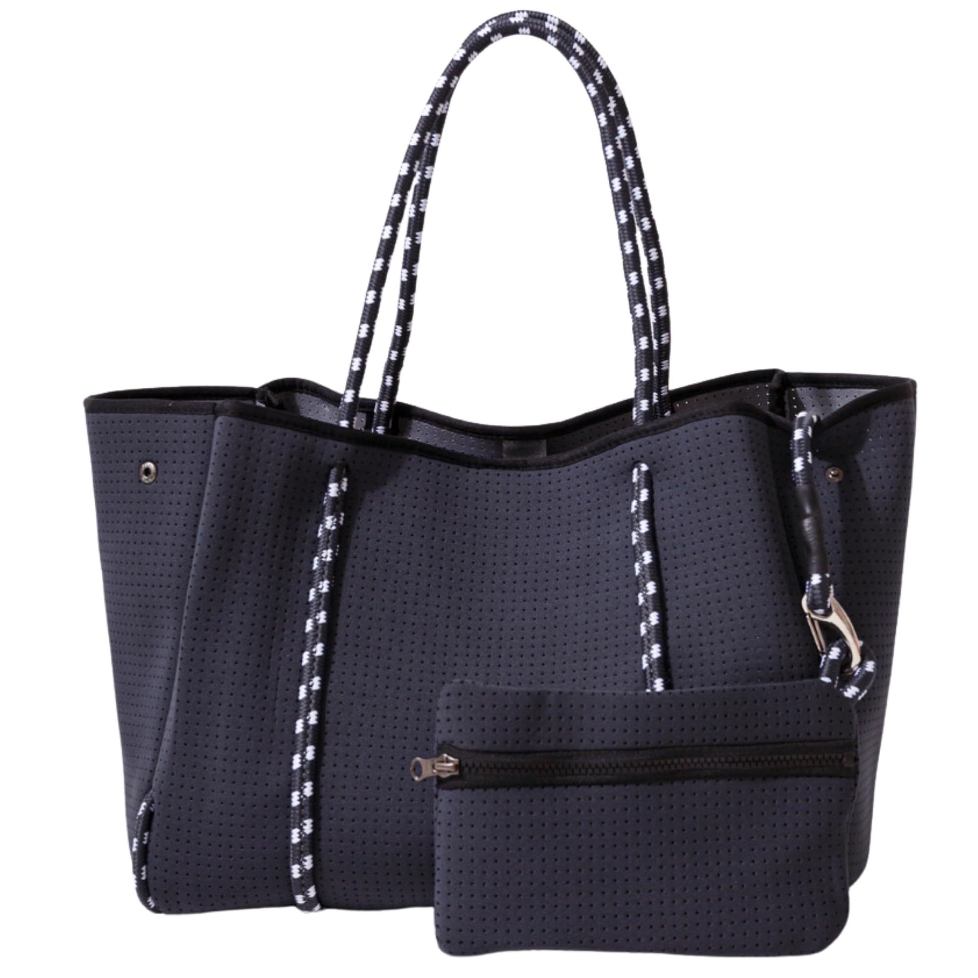 Stylish Large Neoprene Tote Bag for Women - Waterproof Designer Handbag with Multiple Pockets & Zipper Pouch - Perfect for Work, Travel, Beach & Gym Essentials