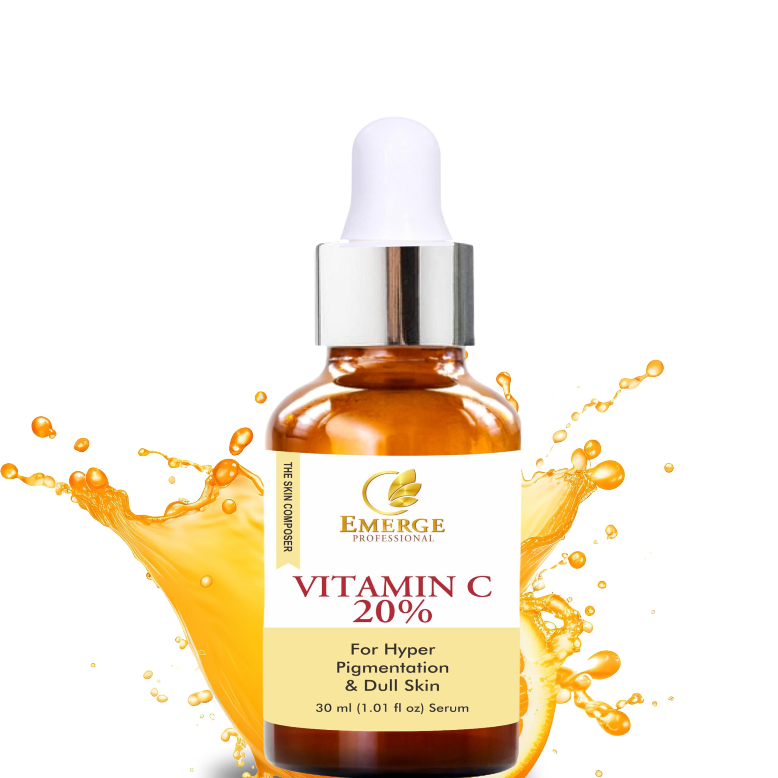EMERGE Professional 20% Vitamin C Face Serum - Anti-Aging, UV Protection & Skin Repair Concentrated Formula for Youthful Skin | Daily Skincare Routine, Morning & Night Use for Brighter Complexion