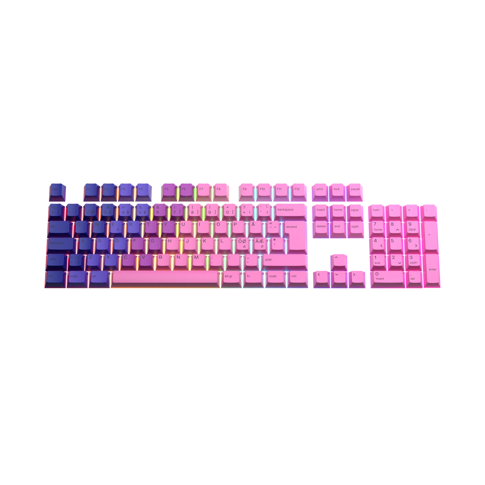 Nebula Nordic Keycaps for Mechanical Keyboards - Customizable RGB Backlit Gaming & Typing Experience