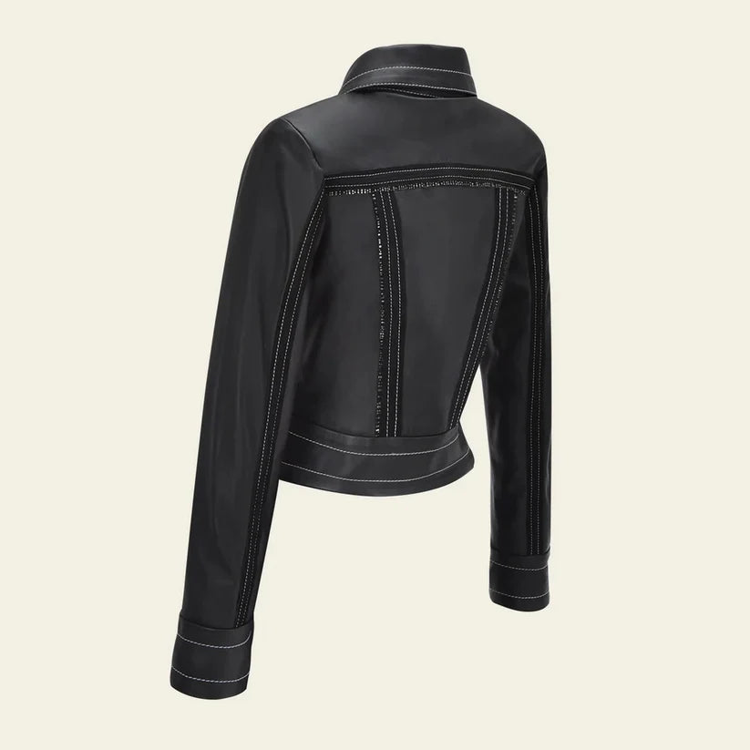 Cuadra Black Western Fashion Lambskin Leather Jacket for Women - Stylish Cowgirl Outfit for Rodeo, Concerts & Night Out | M337BOA