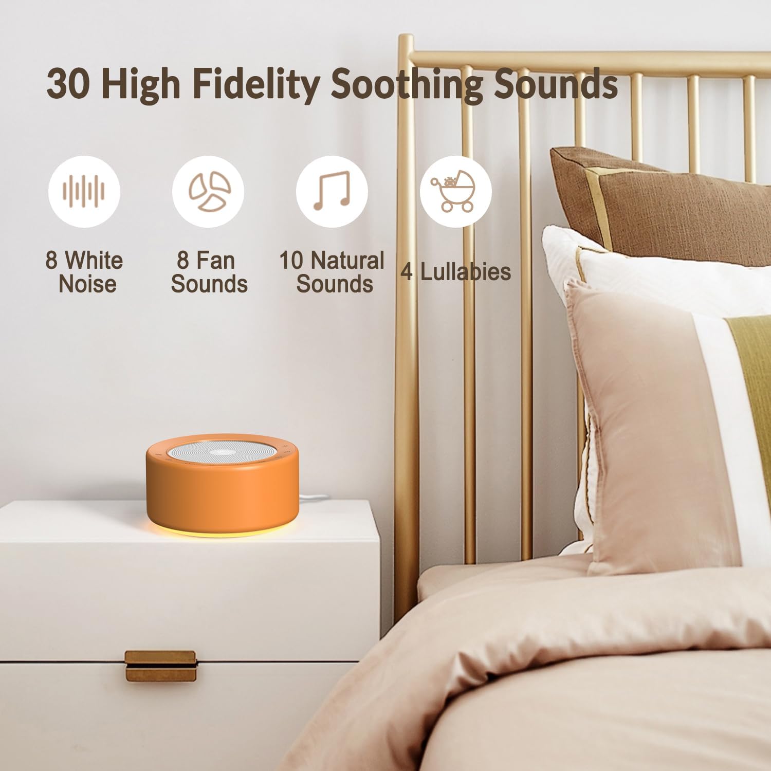 Baby Night Light with Sound Machine - 7 Color Changing Nursery Lamp, 30 Soothing Sounds & White Noise for Infants & Adults, Touch Control, Timer & Memory Function - Perfect for Bedtime, Nursery Room & Relaxation