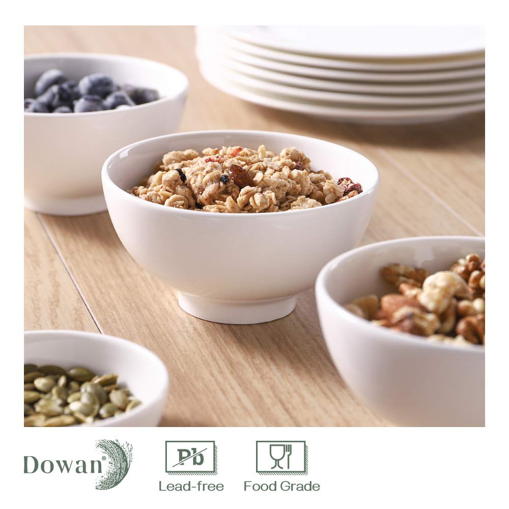 DOWAN 8-Pack 10oz Porcelain Small Bowls Set - Perfect for Ice Cream, Desserts, Salads, Fruits, Dips & Side Dishes | Elegant White Serving Bowls for Home, Restaurant & Party Use