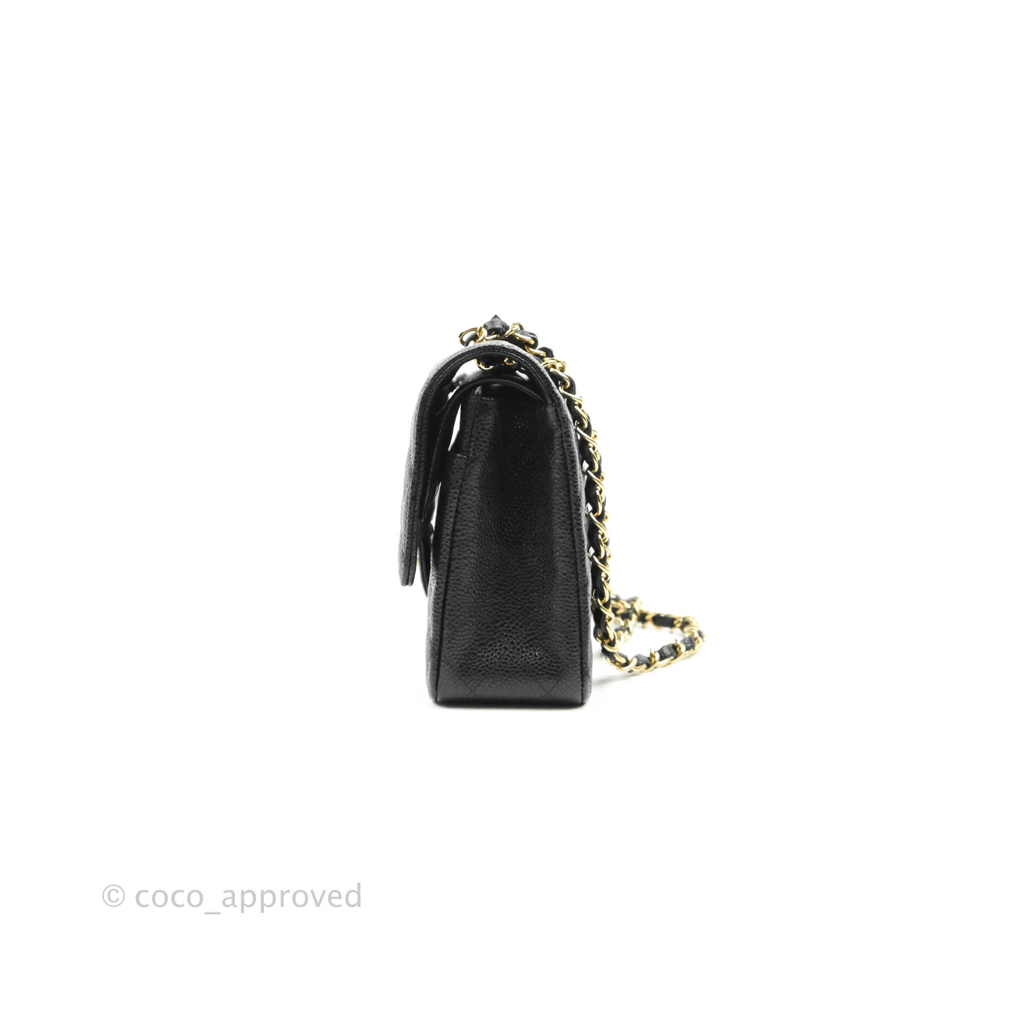 Chanel Classic M/L Medium Double Flap Bag in Black Caviar Leather with 24K Gold Hardware - Luxury Handbag for Women, Perfect for Evening Events & Special Occasions
