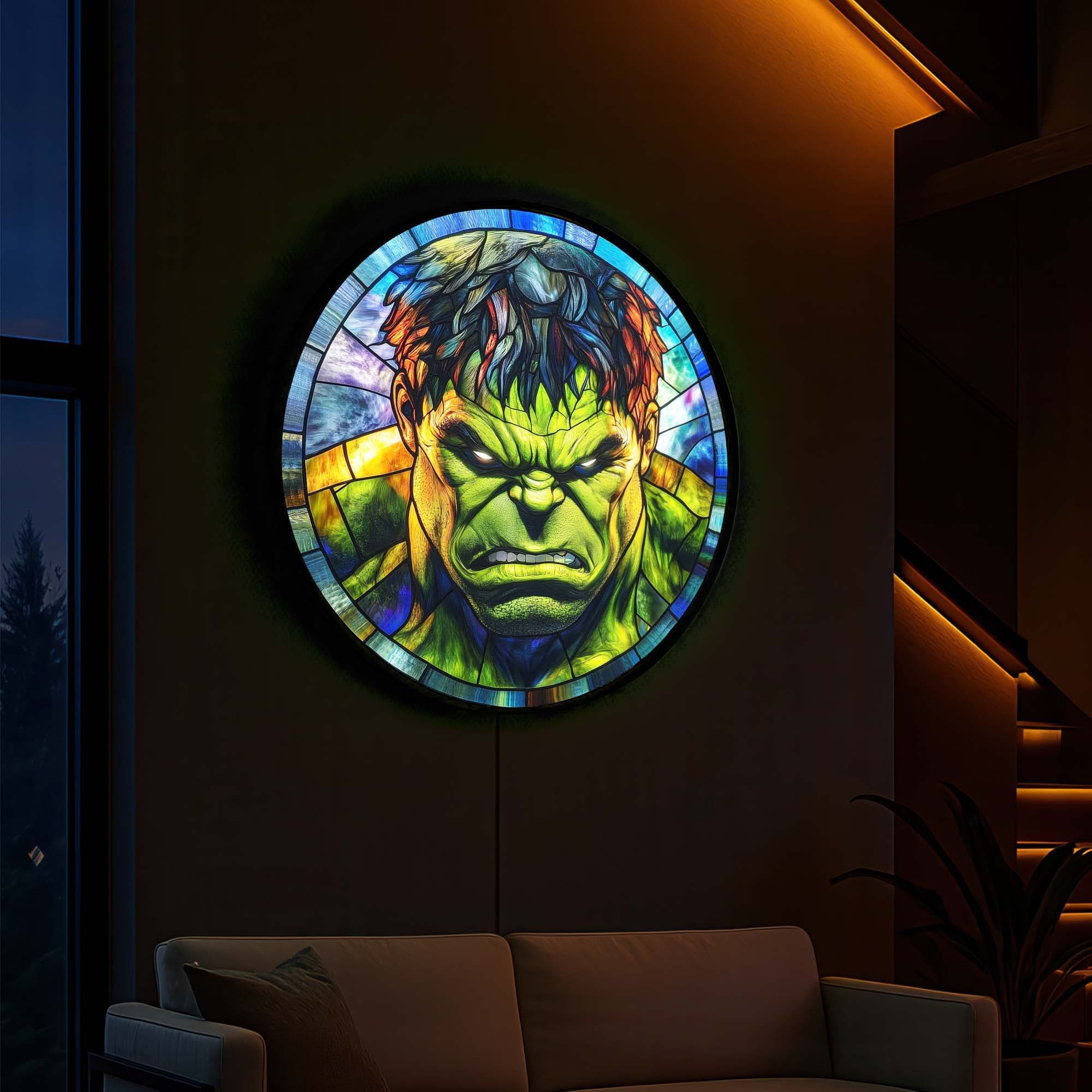 Verdant Giant Backlit Tempered Glass Wall Art - Modern Nature-Inspired LED Wall Decor for Living Room, Bedroom & Office
