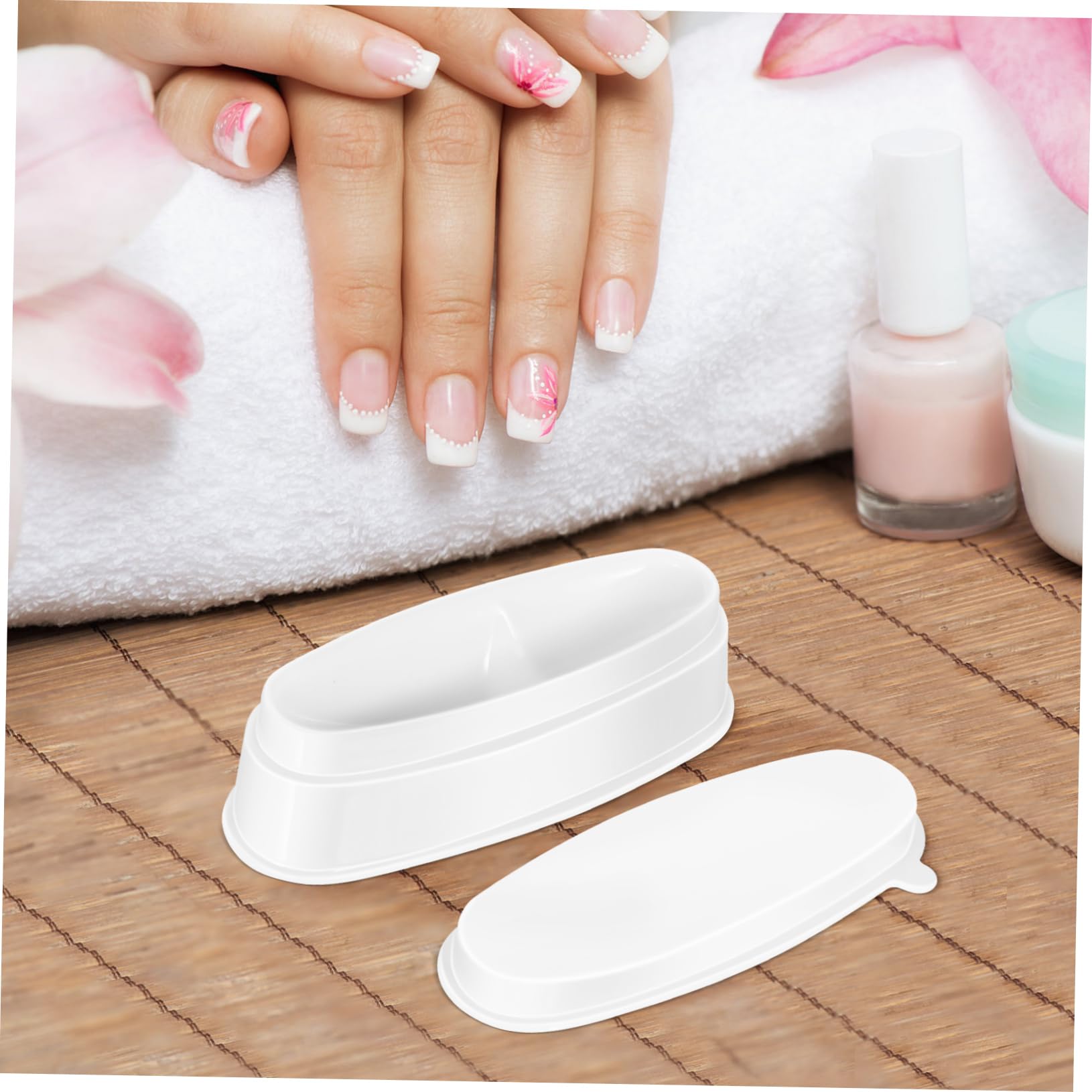 FRCOLOR 2 Sets French Style Manicure Kit with Nail Dipping Powder Storage Boxes - 3pc Nail Art Accessories for Salon & Home Manicure | Perfect for Nail Technicians & DIY Enthusiasts