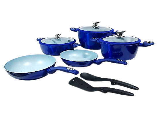 10-Piece Paris Blue Granite Marble Set - Elegant Kitchen & Dining Tableware for Entertaining - Perfect for Dinner Parties, Weddings & Home Decor