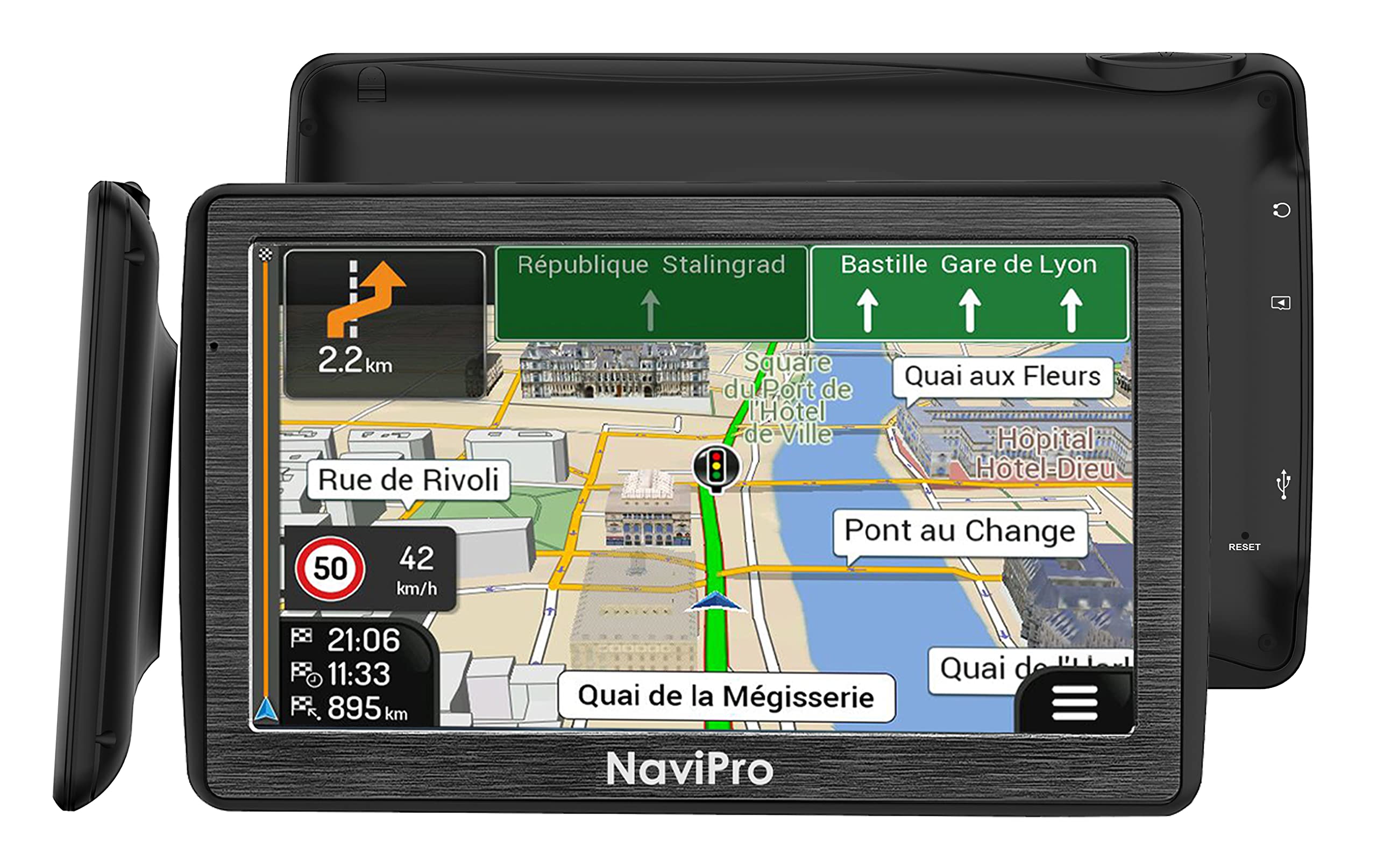 7 Inch GPS Heavy Weight NaviPro Active Navigation System for Truck, Bus & Car - Magnetic Suction Cup Mount - Europe Maps Included | Perfect for Long Haul Trucking, RV Travel & Fleet Management