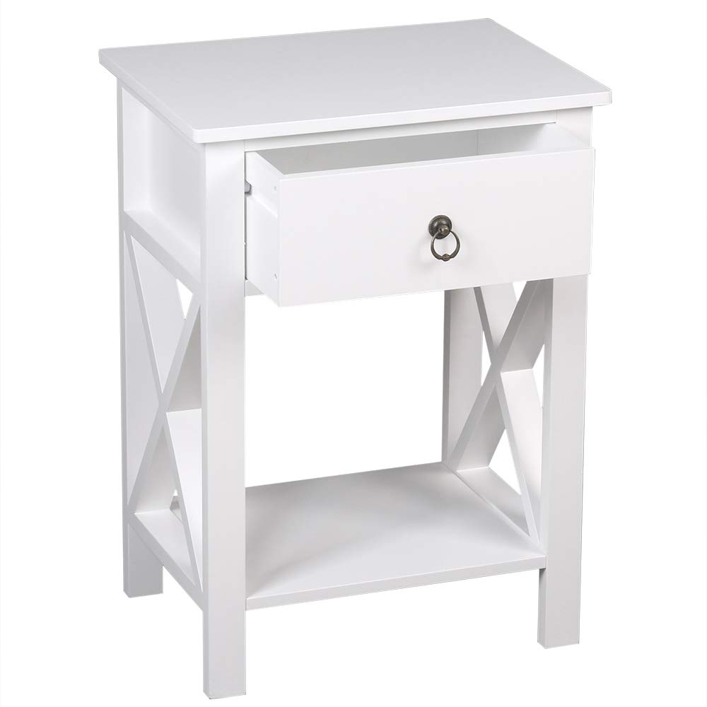 2-Tier Side Table Nightstand - Modern Sofa End Table with Storage Shelf for Living Room, Bedroom, Office | Perfect for Holding Lamps, Books & Drinks
