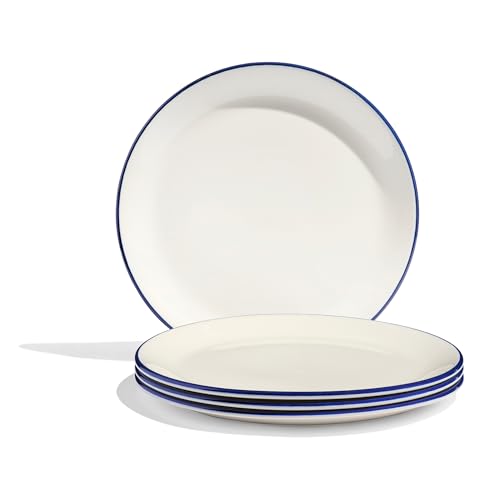 White with Navy Blue Rim