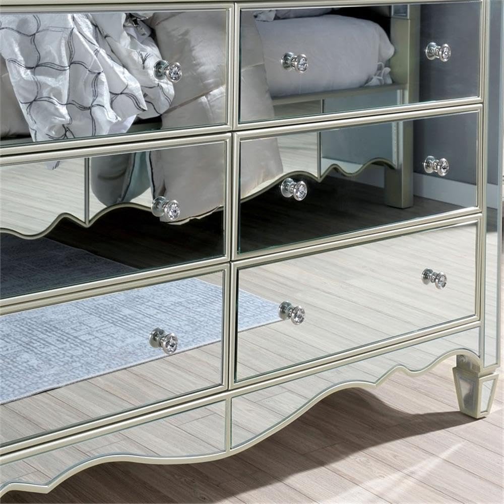 Furniture of America FOA Gavvi Glam 3-Piece Silver Wood Bedroom Set - California King Bed, Nightstand & Dresser | Modern Luxury Bedroom Furniture for Master Suite & Guest Room