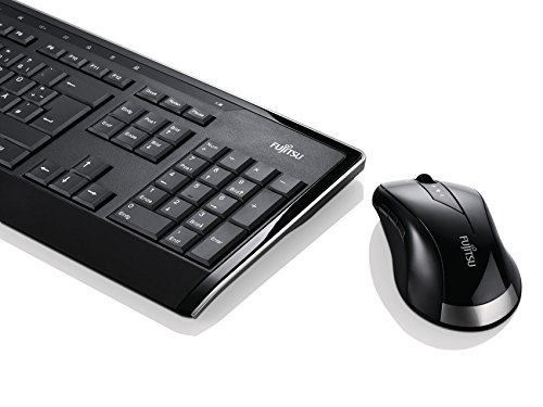 Fujitsu LX901 Wireless Keyboard and Mouse Set - Full-Size 100% Layout, RF Wireless, Black (Includes Mouse) - Perfect for Office, Home & Gaming Use