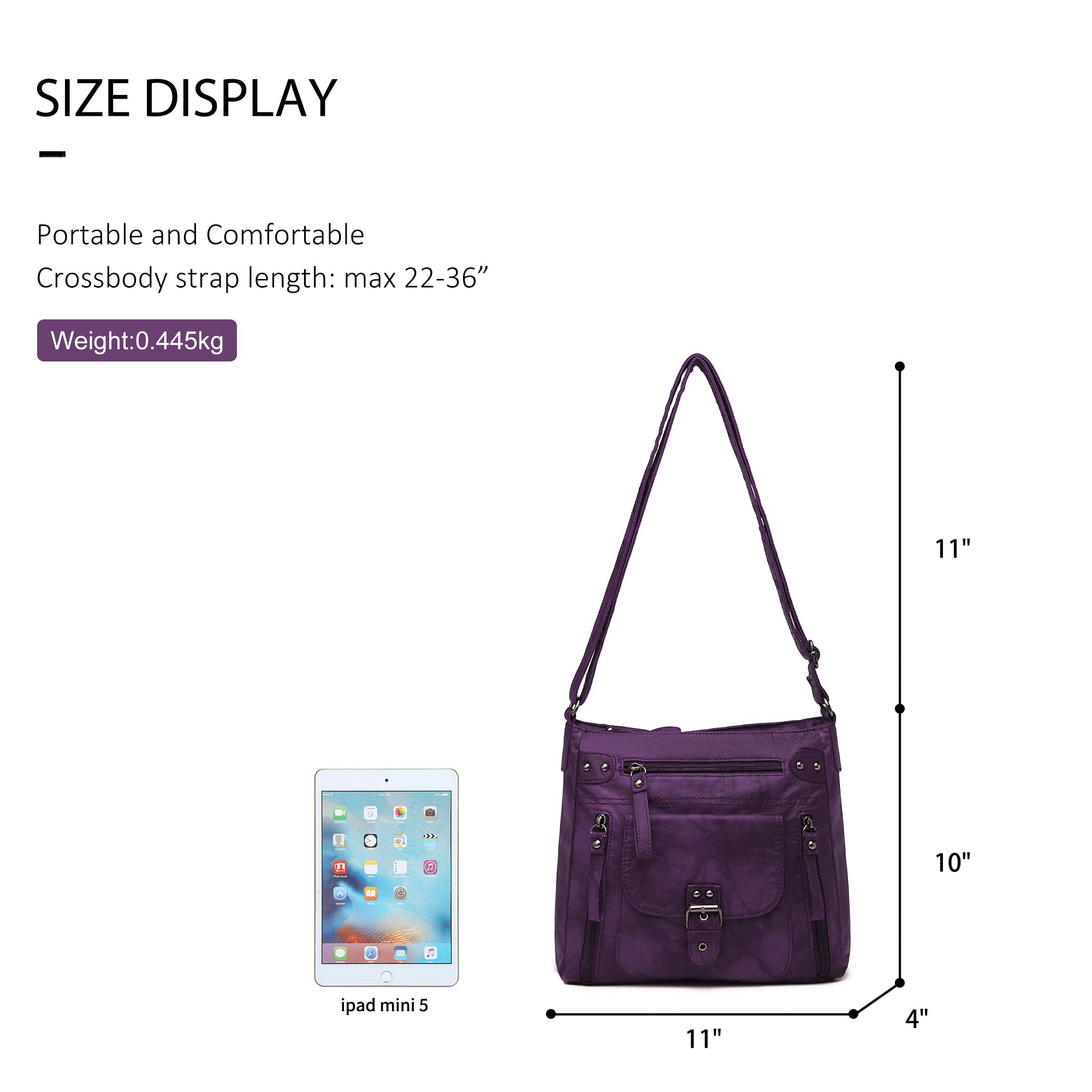 Angel Kiss Women's Crossbody Shoulder Bag - Multi Pocket Soft Hobo Purse for Daily Use, Medium Size - Perfect for Work, Travel & Shopping