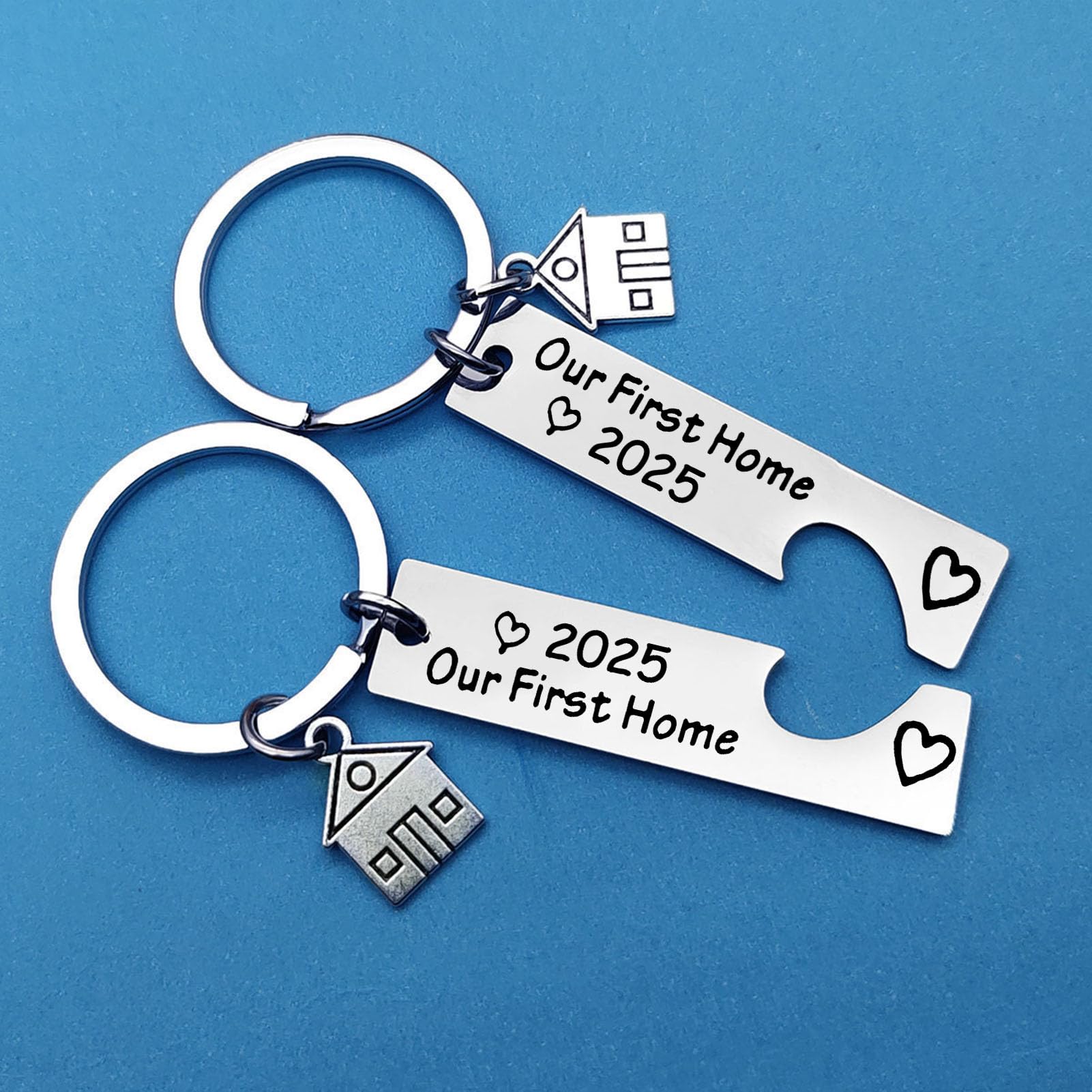 Our First Home 2025 Keychain Set - Housewarming Gift for New Homeowners, Couples & Friends - New House Keychain Gift for Family - Perfect for Housewarming Parties & New Home Celebrations