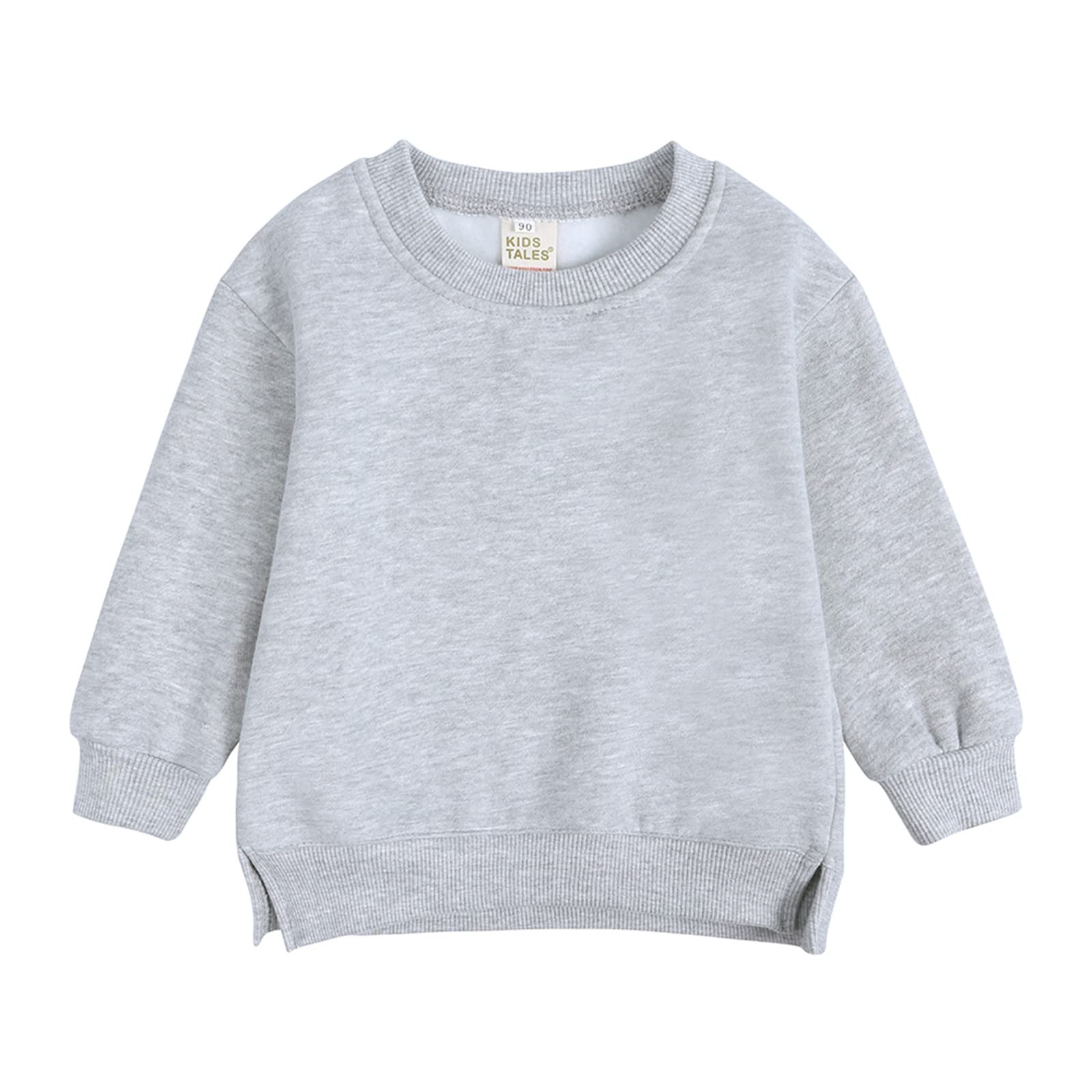 Kids' Fleece Pullover Sweatshirt - Soft Solid Color Top Coat for Baby Girls (Grey, 9-12 Months) | Warm Winter Outfit for Playdates & Outdoor Activities