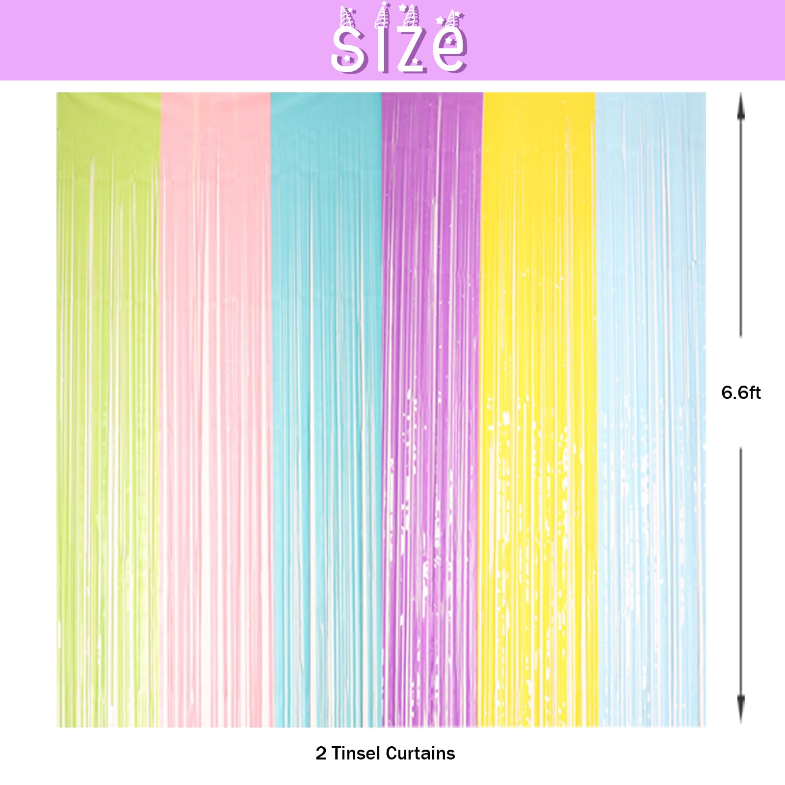 Unicorn 2nd Birthday Party Decorations for Girls - Rainbow Balloon Garland, No.2 Foil Balloon & Macaron Tinsel Curtains - Complete 2nd Birthday Party Supplies Kit for Toddler Girls Birthday Celebration