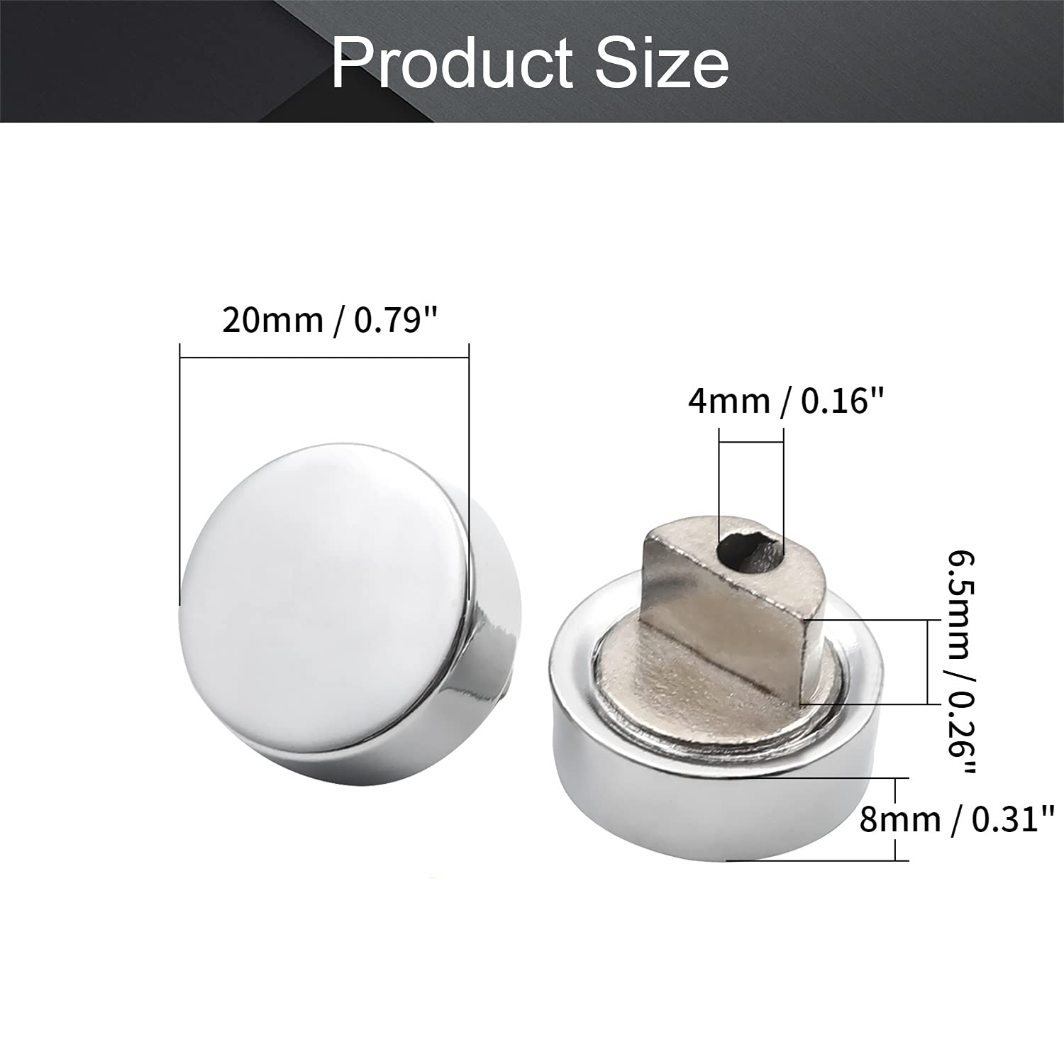 MroMax 2PCS Zinc Alloy Mirror Clips - Heavy Duty Glass Clip Holder for 6mm-7mm Thick Mirrors with Bright Surface | Perfect for Bathroom, Bedroom, and Vanity Mirror Installation