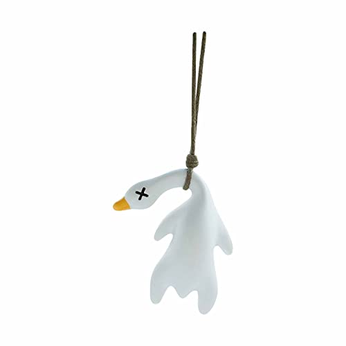**Cute Roast Duck Swinging Car Pendant - Hanging Rearview Mirror Ornament for Cars (White, One Size) - Perfect for Gifts & Car Decor**