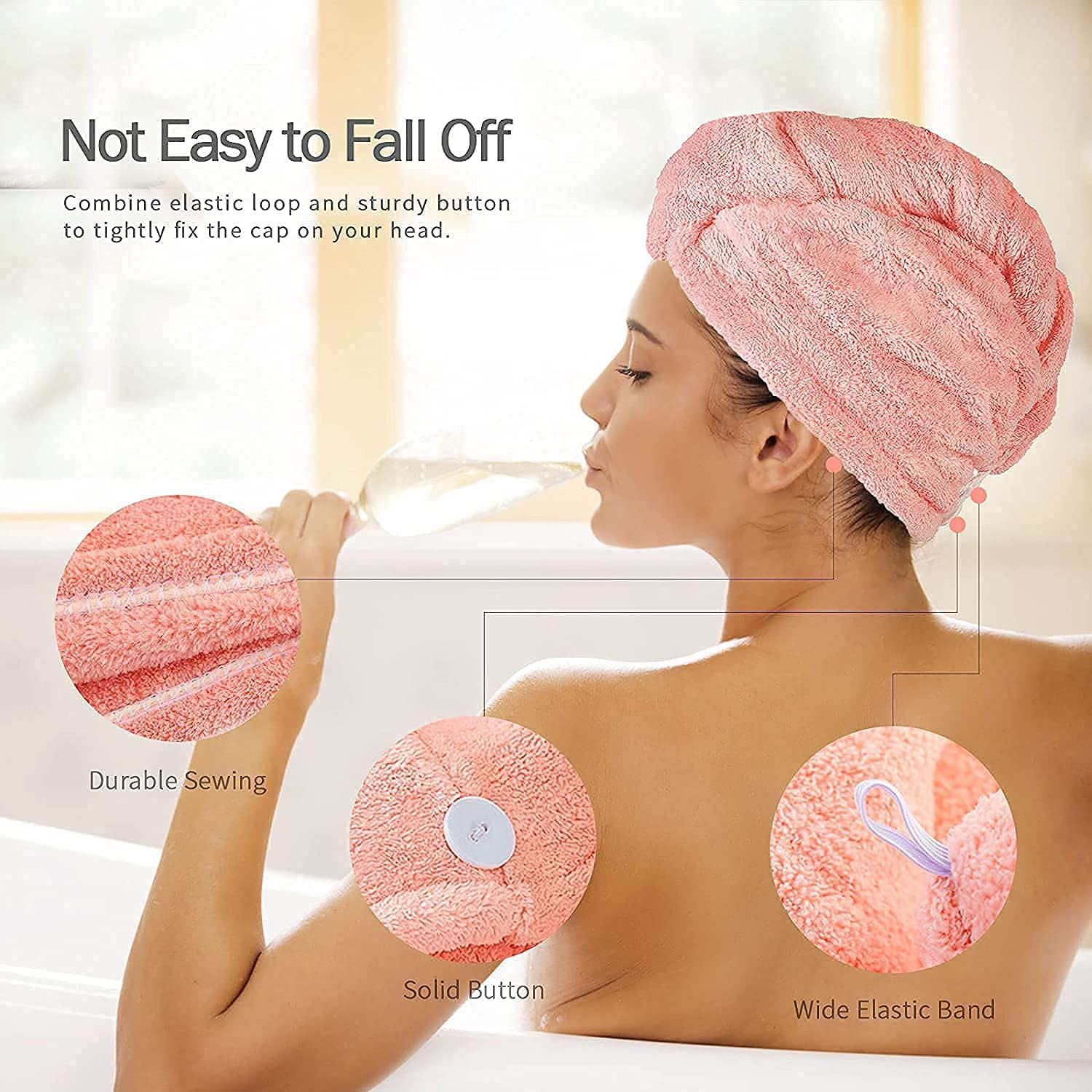 Quick Dry Absorbent Microfiber Hair Towel Wrap - Soft Turban Shower Cap & Bathrobe Hat for Women (Multi Color) - Perfect for Post-Shower, Swimming, Spa & Home Hair Care