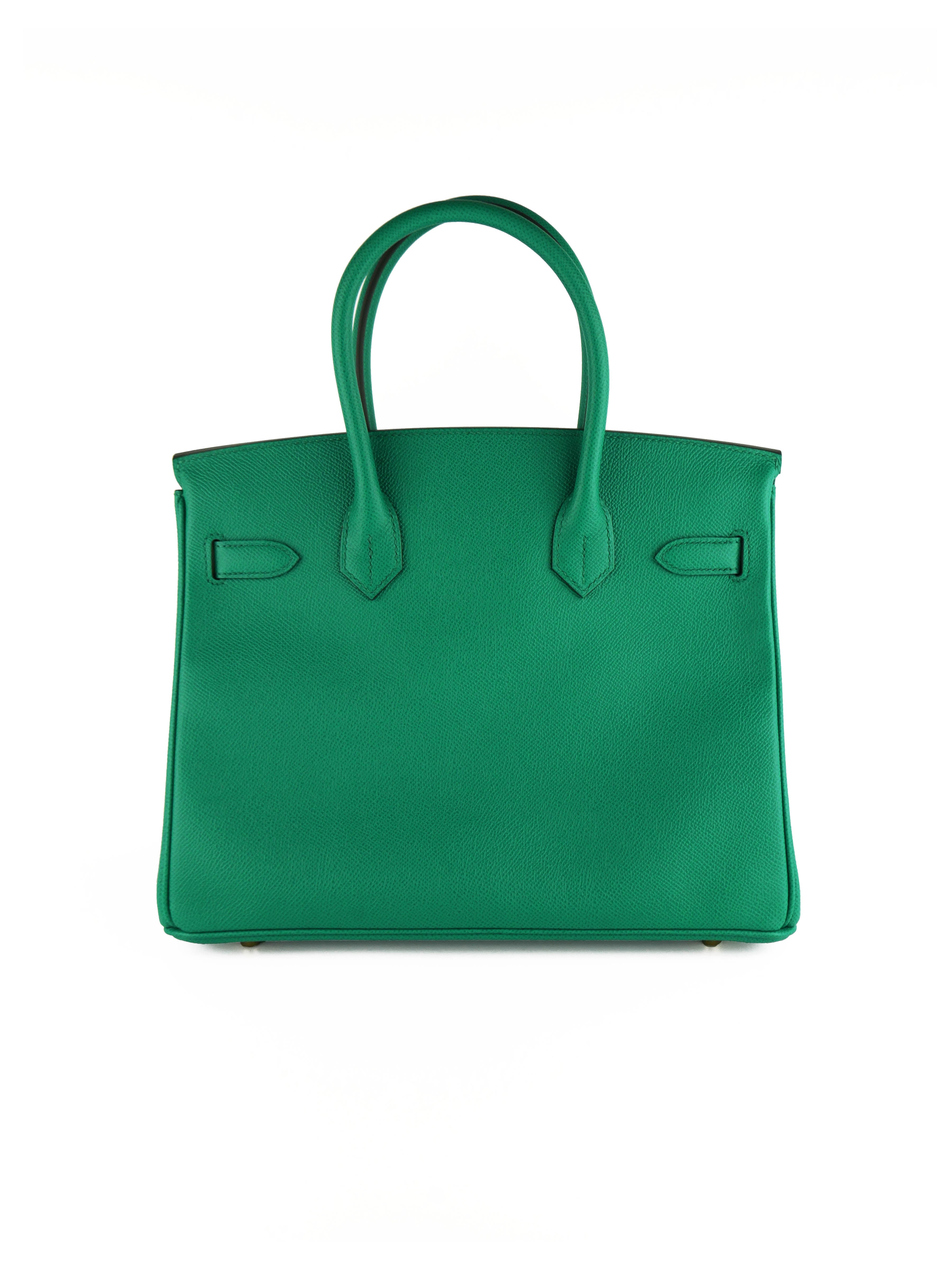 Authentic Hermes Birkin 30 Handbag in Vert Jade Green - Luxury Tote Bag for Women, Perfect for Work, Travel & Special Occasions