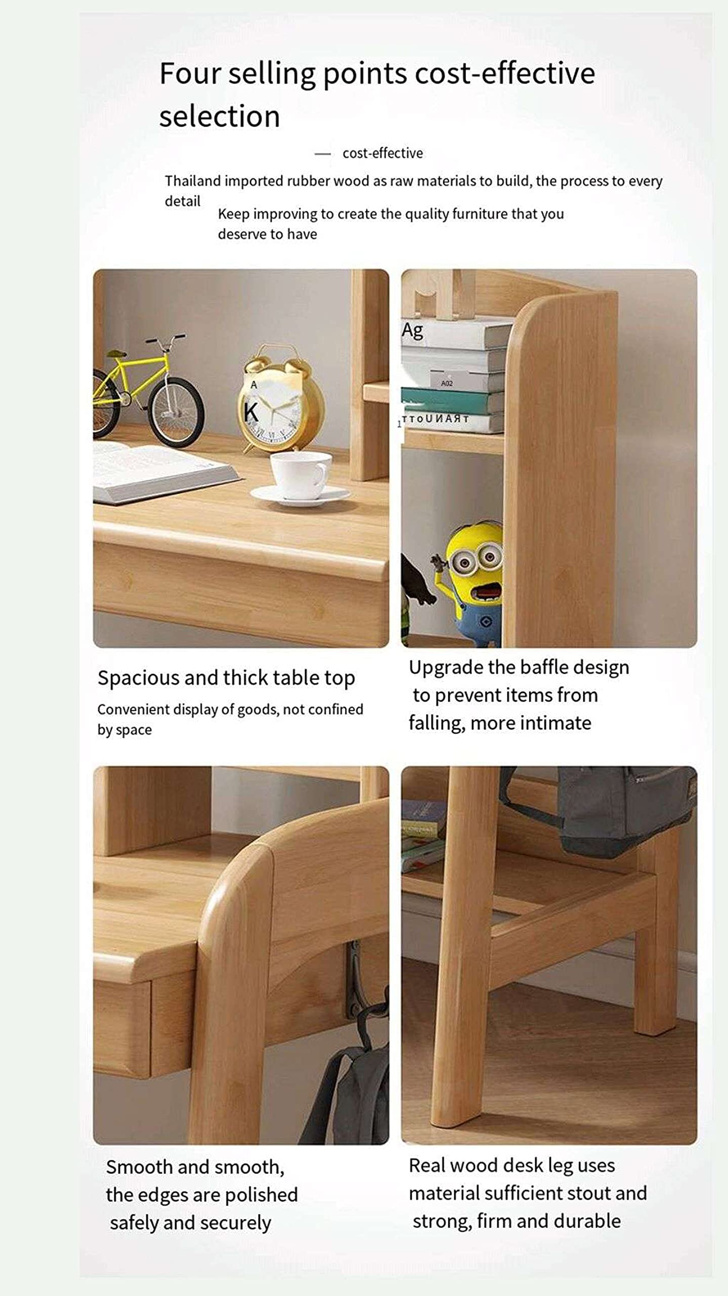 BOBEY Adjustable Height Kids Study Desk and Chair Set for Children Ages 6-15 - Multifunctional Home Office Desk with Ergonomic Design, Perfect for Online Learning & Homework (Brown) - Ideal for Bedroom, Homeschooling & Remote Learning Setup