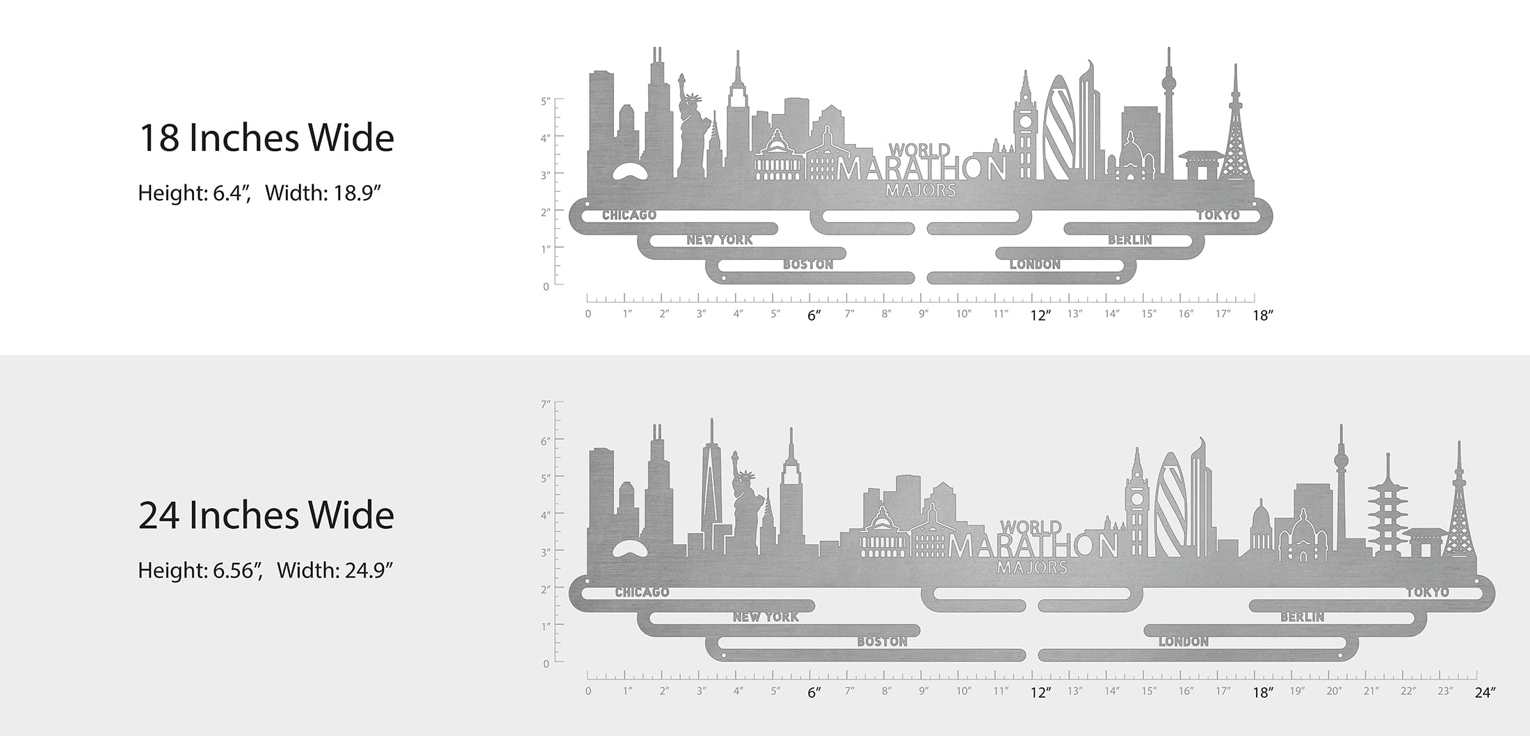Allied Medal Hangers - World Marathon Majors Cityscape Display Rack - Premium Race Medal Holder for Marathon Runners - Perfect for Home Gym or Office Decor