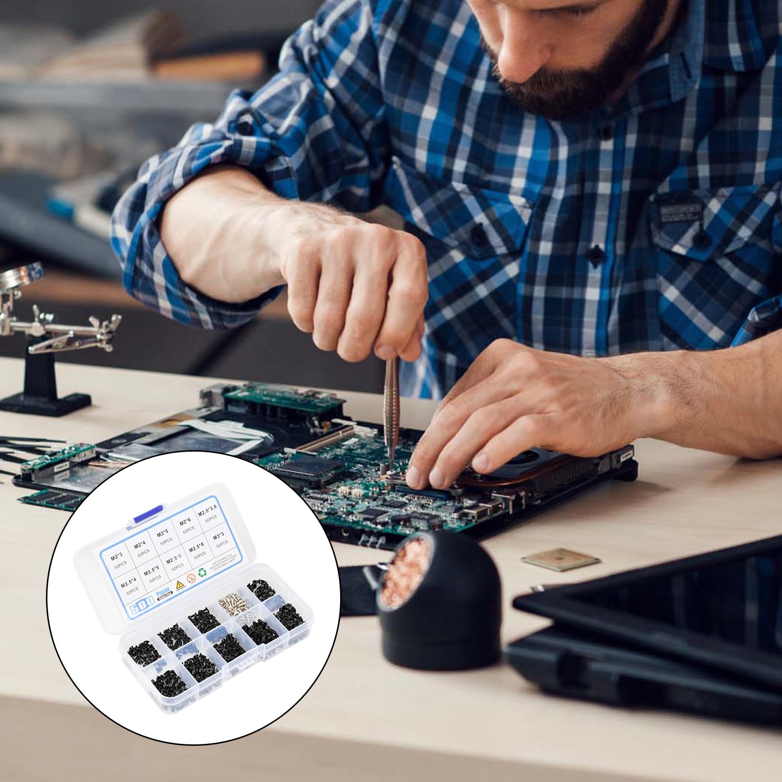 Homirty 500 Pcs Computer Screw Set - PC Motherboard Standoffs, Hard Drive & Laptop Screws Kit for Computer Repair & Upgrades | Perfect for DIY PC Builds, Case Modifications & Hardware Maintenance