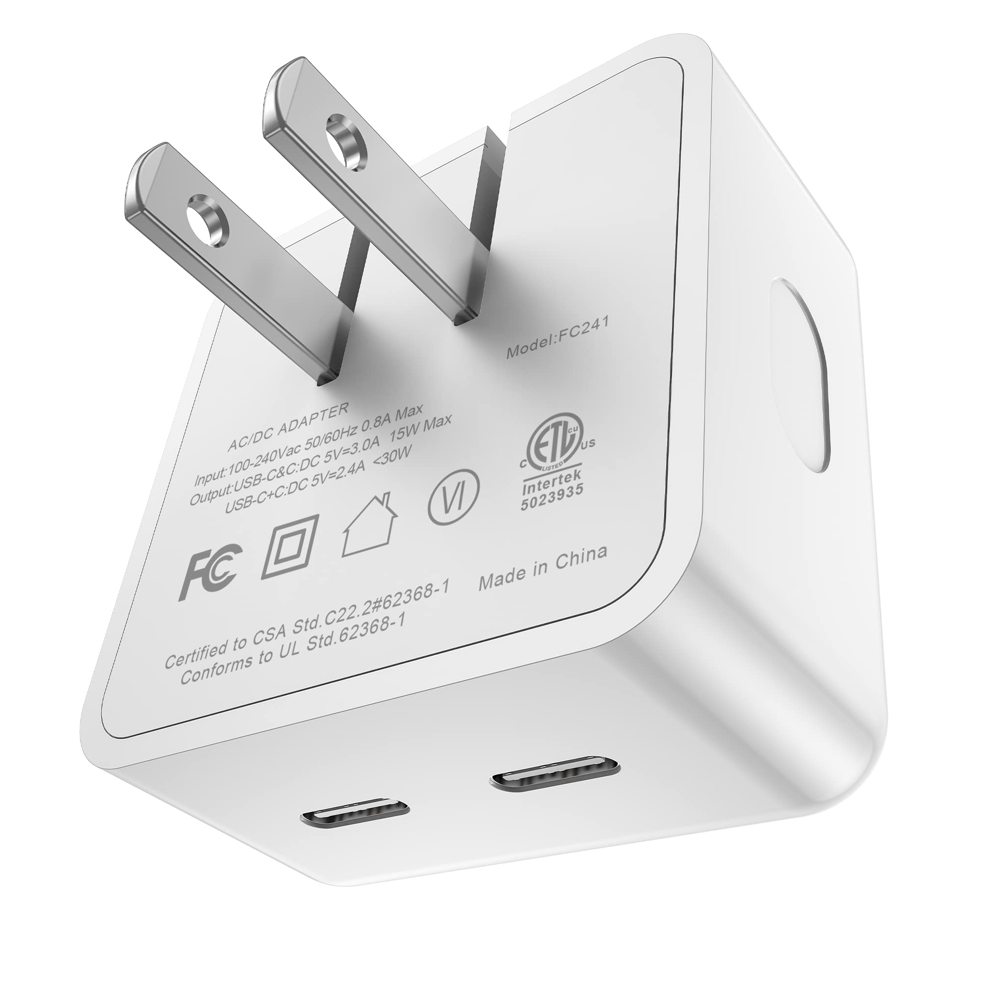 Apple MFi Certified 45W Dual USB-C Port Fast Charger - Compact Power Adapter for iPhone 14/13/12, iPad Pro/Air/Mini | Fast Charging Block with Travel-Friendly Design | Perfect for Home, Office & Travel Use