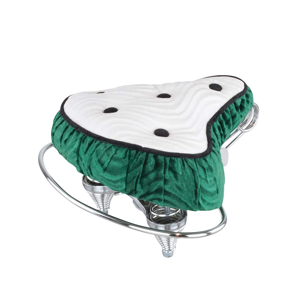 **Comfortable Beach Cruiser Bike Saddle - 5-Button Velour Web Spring Seat (Green) for Relaxing Rides & Urban Cycling**