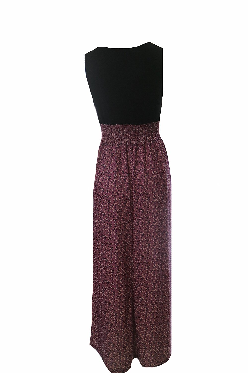 Easyhon Women's Summer Floral Print Contrast Sleeveless Maxi Dress - Casual Beachwear, Vacation Outfit & Boho Chic Style