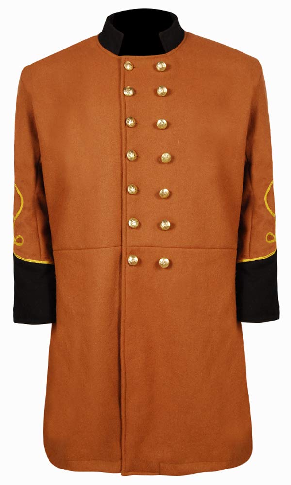 Authentic Civil War Union Captain's Butternut Frock Coat with 2 Braids - Vintage Military Uniform for Reenactment, Theater & Historical Display