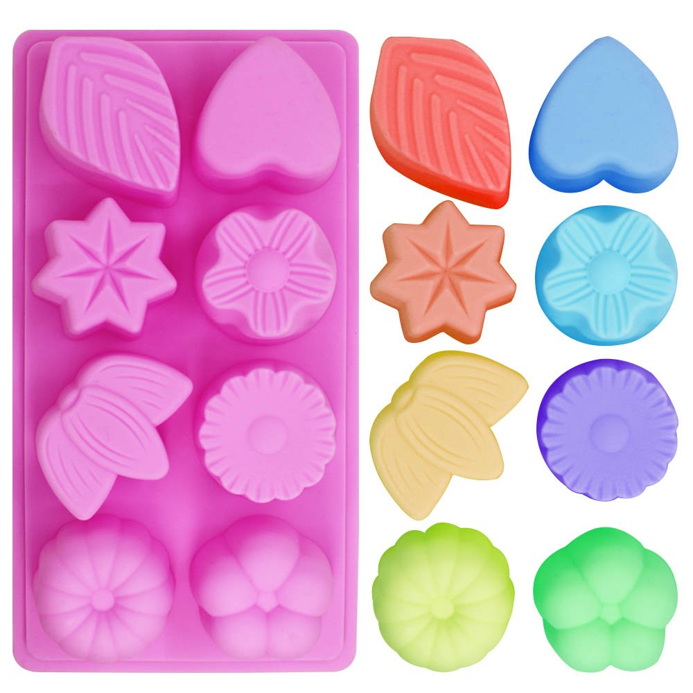 3 Pcs Floral Leaf Silicone Molds for Baking - 8-Cavity Cake, Chocolate, Pudding, Jelly & Soap Molds - Reusable Non-Stick Muffin Trays for Kitchen Decor & DIY Crafts (Pink) - Perfect for Birthday Parties, Wedding Favors & Holiday Baking