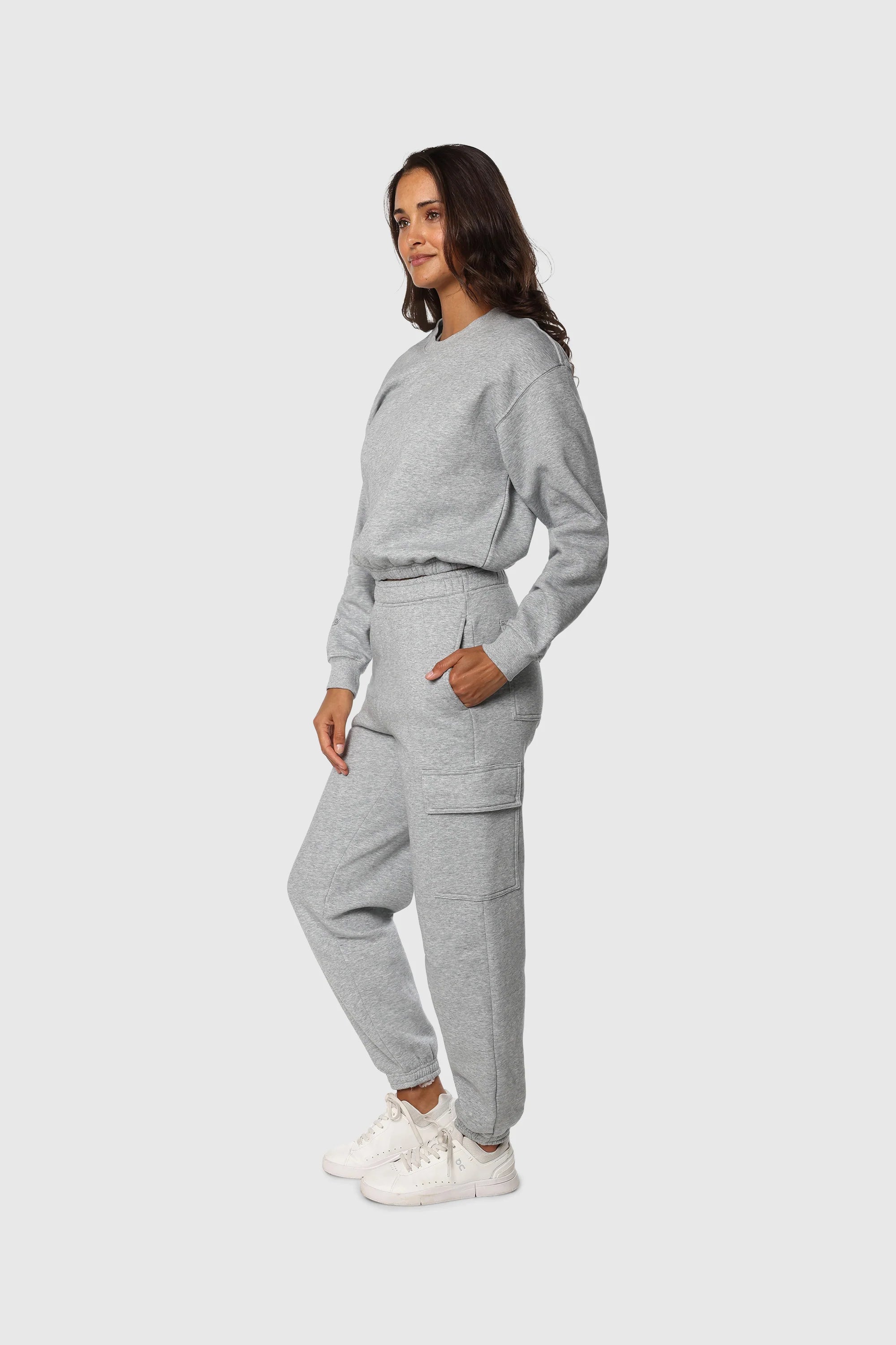 Stylish Grey Cinch Fleece Jogger Set for Women - Cozy Athletic Lounge Wear for Gym, Yoga & Casual Outfits