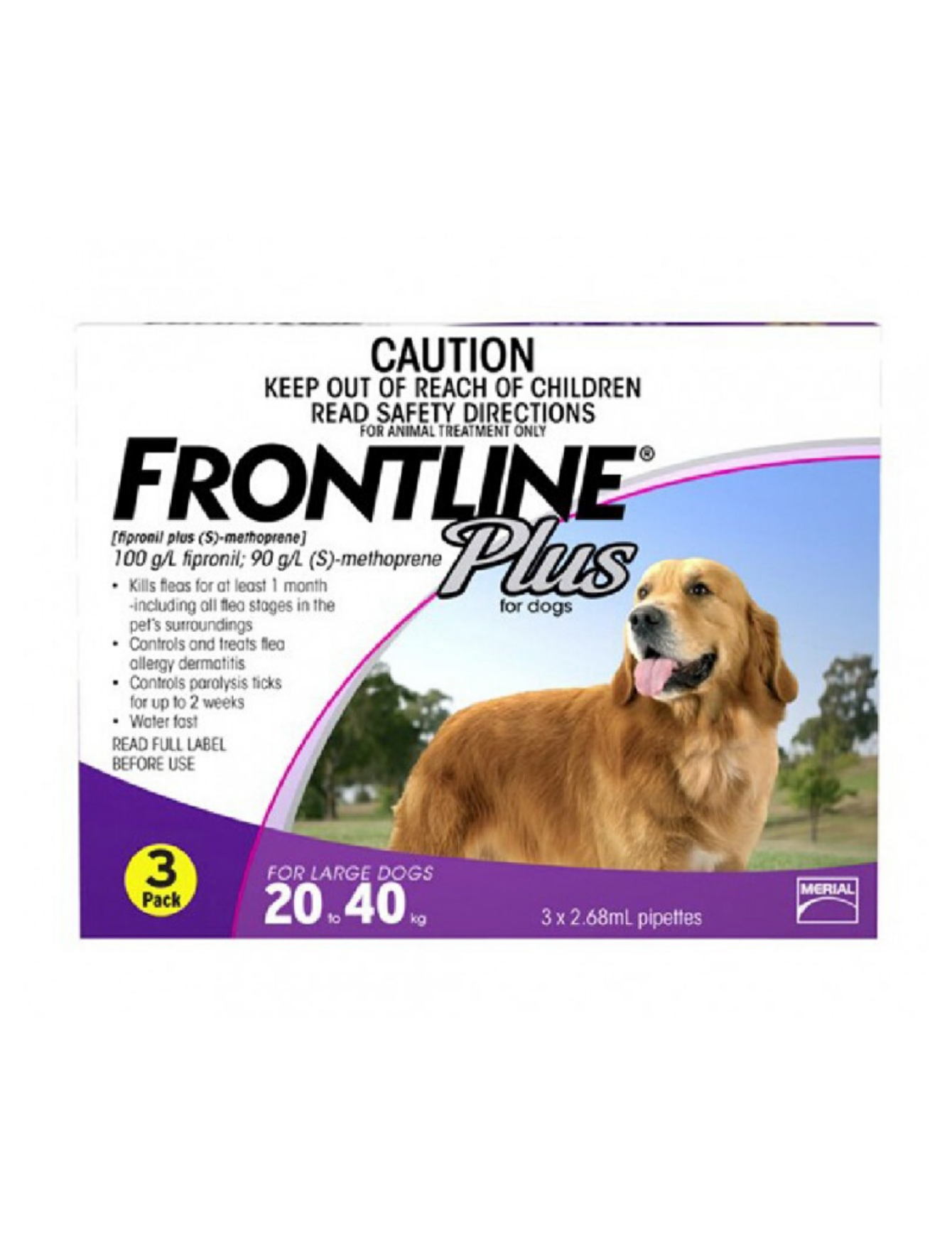 Frontline Plus Flea & Tick Treatment for Large Dogs 20.1-40kg (2 Sizes) | Fast-Acting Protection for Dogs Over 45lbs | Home & Outdoor Use
