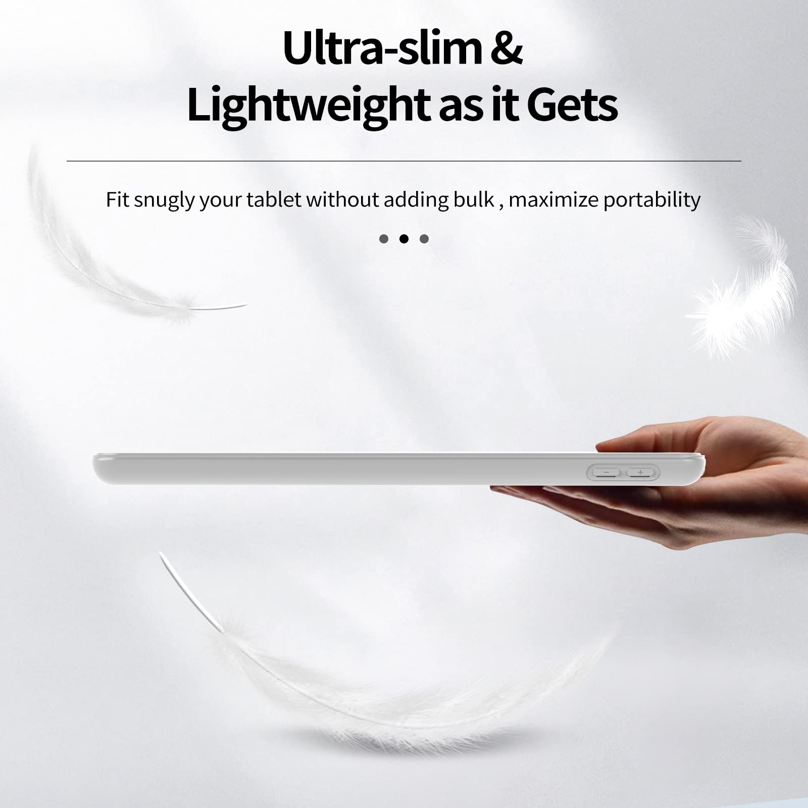 Premium iPad 9th/8th/7th Gen Case for 10.2 Inch (2021/2020/2019 Models) - Shockproof TPU Back with Pencil Holder & Auto Sleep/Wake Cover - Light Gray | Perfect for School, Work & Travel Protection